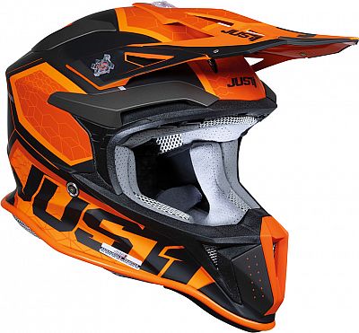 Just1 J18-F Hexa, Motocrosshelm - Matt Schwarz/Orange - L von Just1