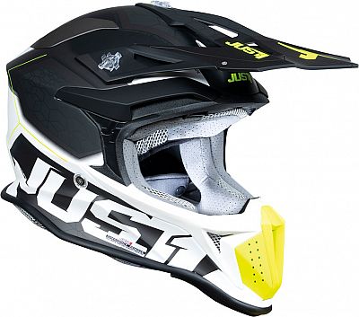 Just1 J18-F Hexa, Motocrosshelm - Matt Schwarz/Weiß/Neon-Gelb - XL von Just1