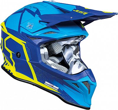 Just1 J39 Poseidon, Motocrosshelm - Blau/Hellblau/Neon-Gelb - L von Just1