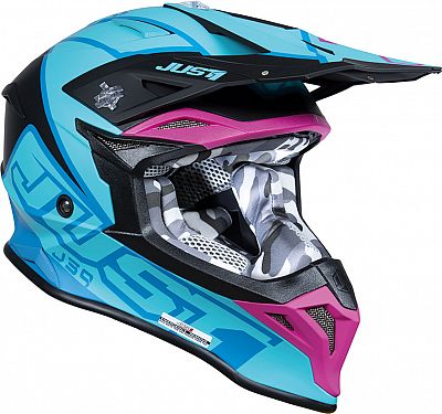 Just1 J39 Thruster, Motocrosshelm - Blau/Hellblau/Pink - L von Just1