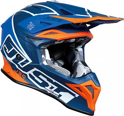 Just1 J39 Thruster, Motocrosshelm - Dunkelblau/Orange/Weiß - XL von Just1