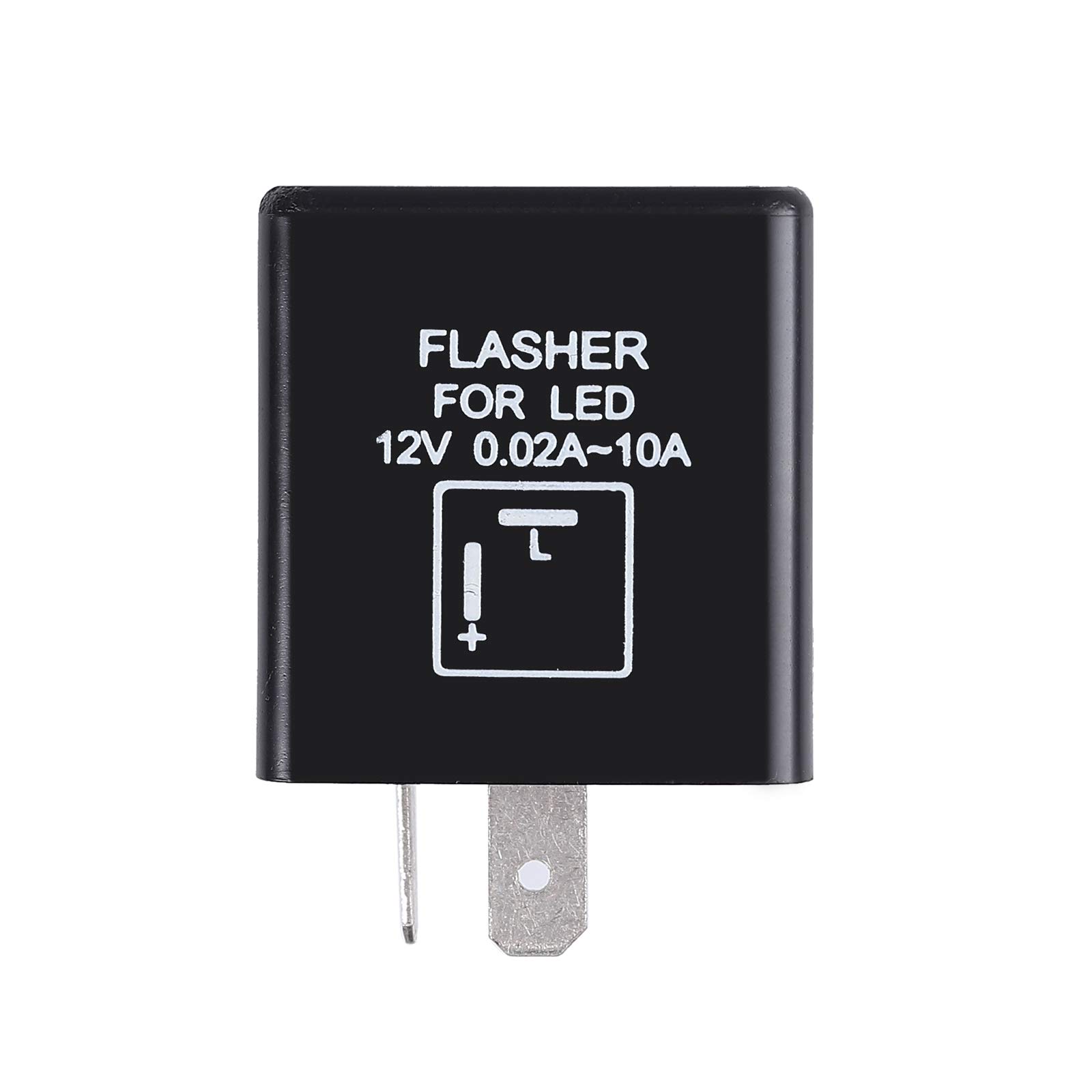 Justech 2-Pin Blinkrelais LED Motorrad Blinker Relais Drehzahlregler Blinkgeber DC 12V angepasst an Halogen- und LED-Leuchten Stromkreis- und Rückwärtsschutz 0.02A-10A Blinkfrequenzkontroll Relais von Justech