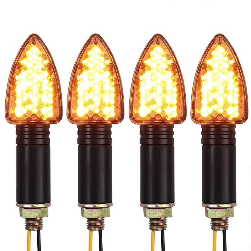 Justech 4X 15LED Mortoradblinker mit E-Mark IP65 Blinker Biegbar Bernstein Licht für M10 12V Motorrad Blinkleuchte Lampe Signal Leucht für Sport- Straßenfahrrad Off Road Chopper von Justech