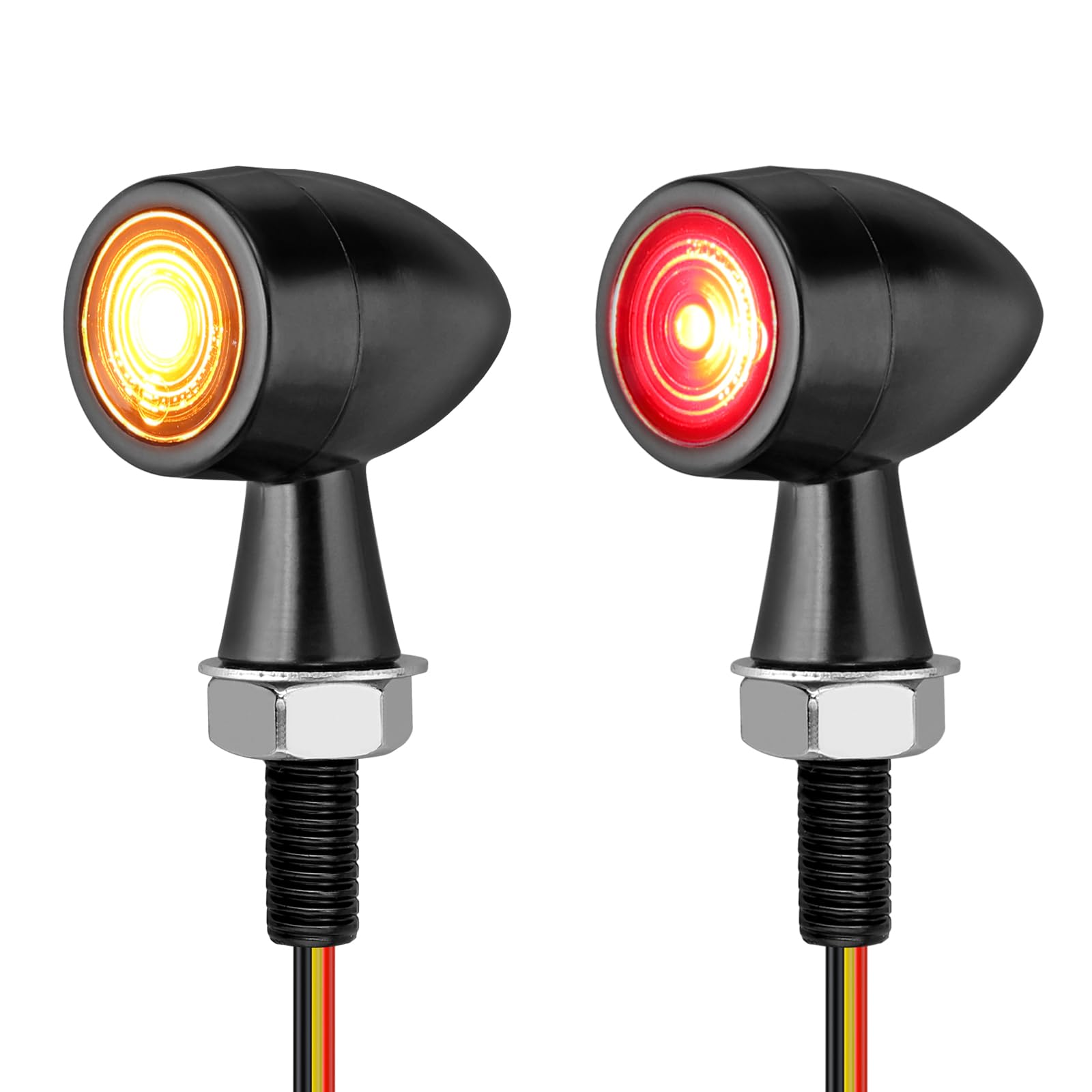 Justech 2x Microblinker Mini LED Blinker Blinkerlicht Universal Miniblinker Motorrad Blinker Blinkerleuchte Mini Blinklicht Zinklegierung Richtungsanzeiger für M8 Schraube IP65 Amber Rot Licht mit E24 von Justech