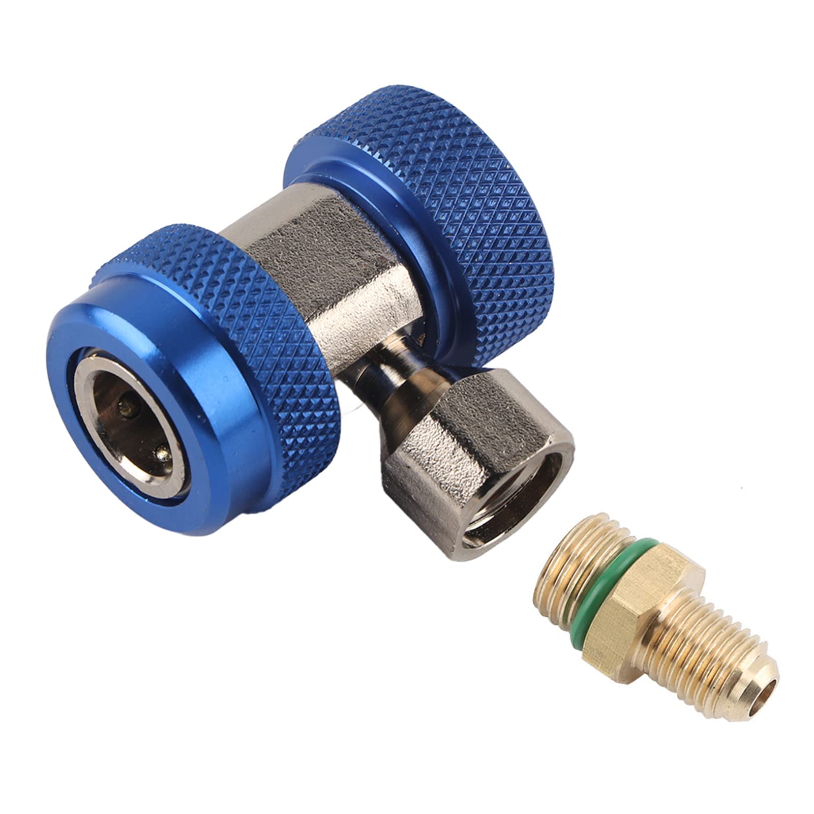 Jwthee R134A-Schnellkupplungsadapter, Verstellbarer R134A-Adapter, High-Low-Konvertierungsadapter, Abzieherventilkern, AC-Schlauchanschlüsse, 1/4 Zoll Bördel (Blauer Unterdruck) von Jwthee