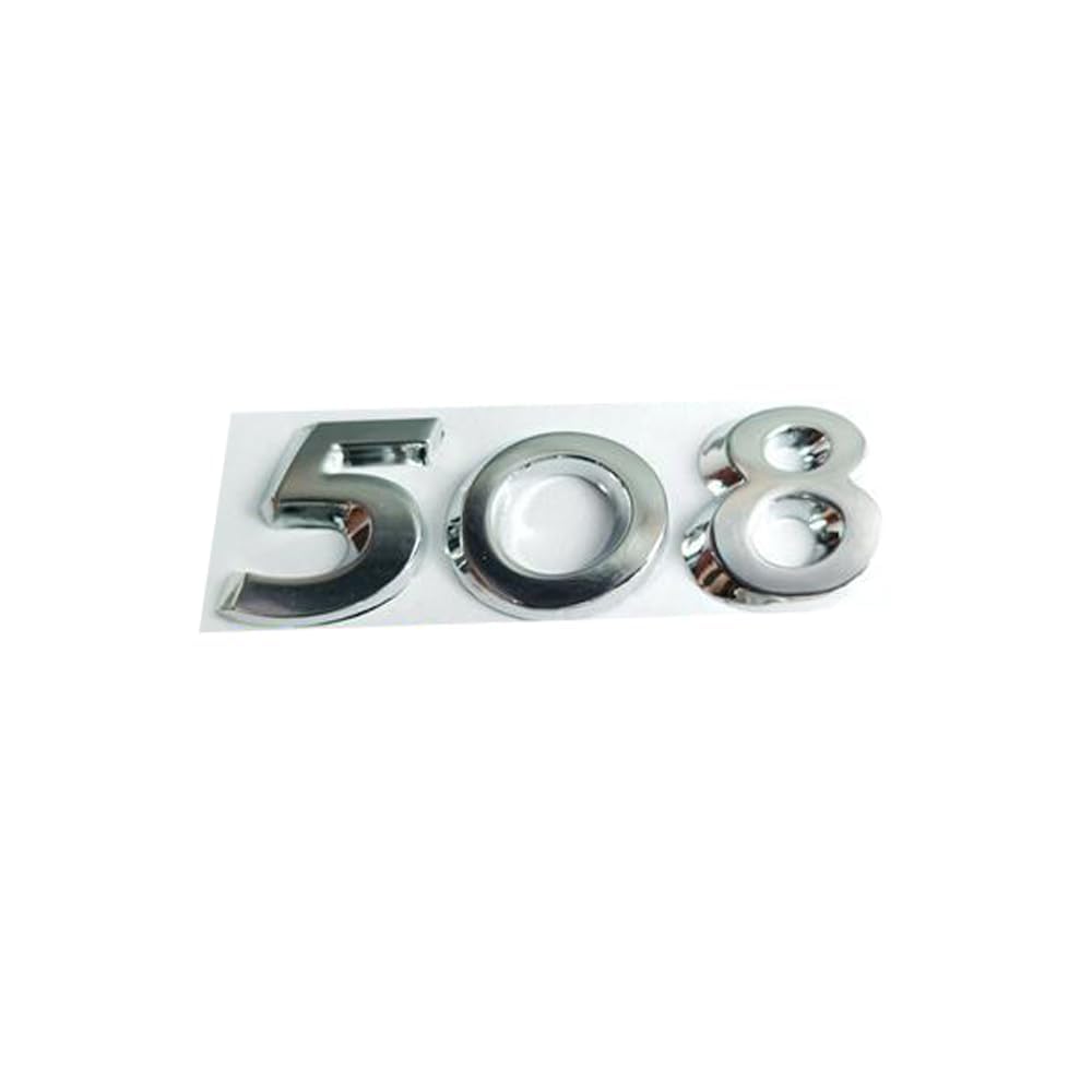 Auto-Emblem-Abzeichen-Aufkleber-Logo für Peugeot 508, Auto-Frontgrill/Kofferraum/Heck-Kofferraum-Emblem-Abzeichen-Aufkleber, Buchstaben-Schild-Abzeichen-Zubehör,Silver von JxbJQQ