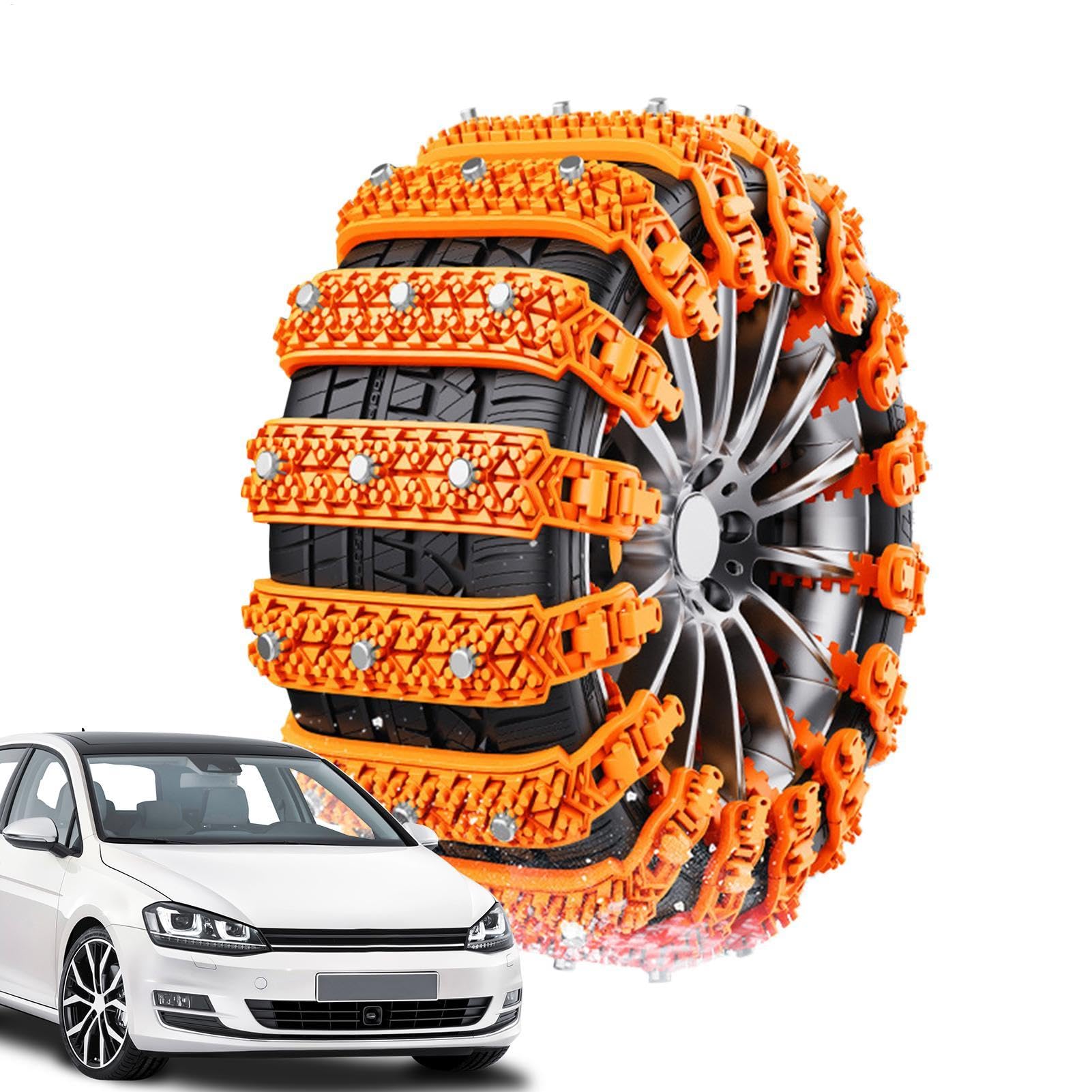 10X Tire Snow Chains Anti-Skid For Car, Snow, Icy Roads, And Stormy Weather, Driving Security Traction Wheel Chains For Minivan, Caravan, SUV, Ensures Better Grip And Safe Travel von Jyxuyy