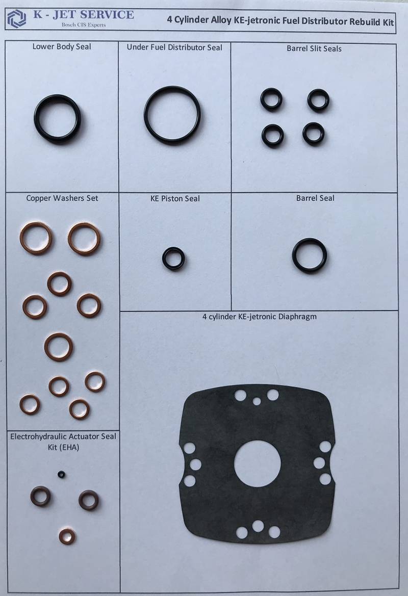 Mengenteiler Reparatursatz für alle Bosch 4 Zylinder KE-Jetronic Aluminium kompatibel mit Mercedes 190 200 230 Ford Escort Orion VW Golf Passat Scirocco von K-jetservice.com