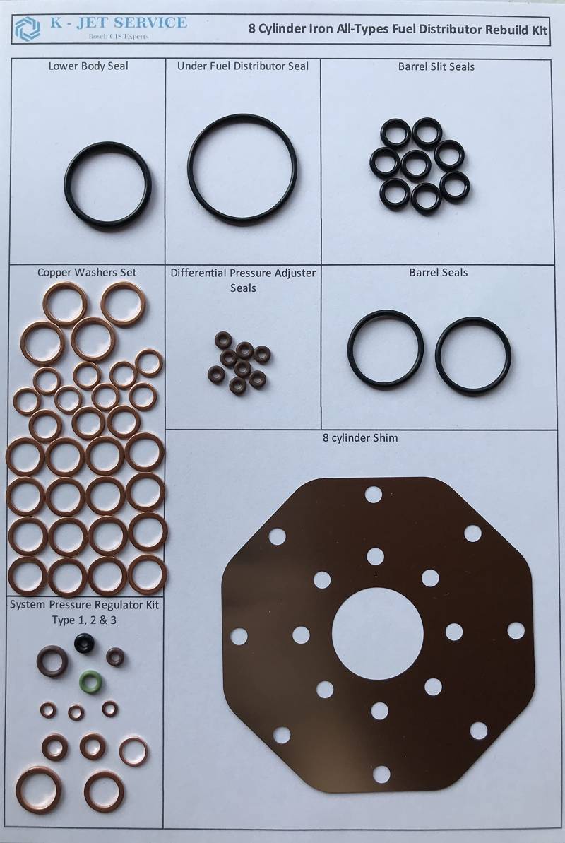 Mengenteiler Reparatursatz für alle Bosch 8 Zylinder K-Jetronic Grauguss kompatibel mit Porsche 911 928 Mercedes 350 450 Ferrari 308 Mondial von K-jetservice.com