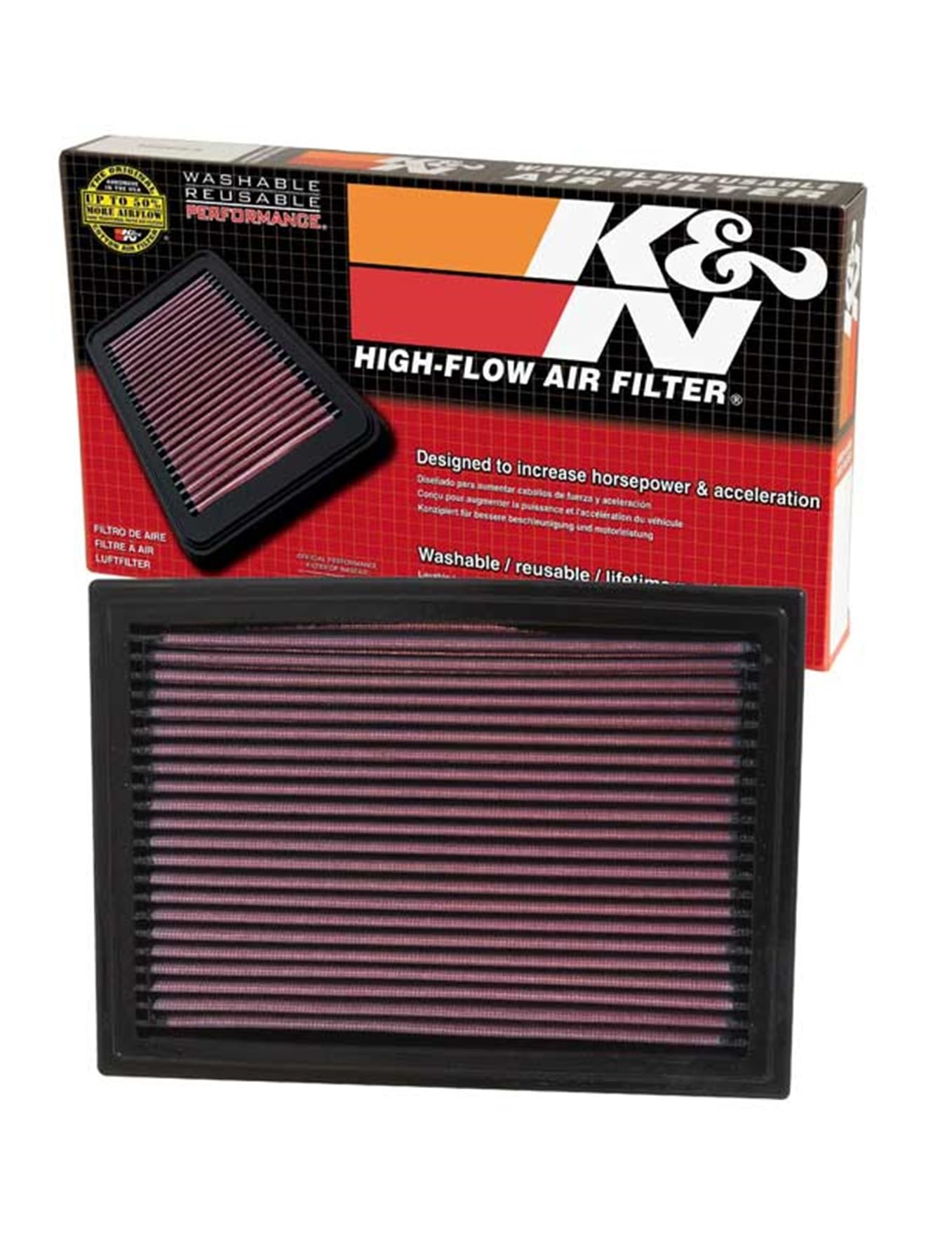 K&N 33-2187 Motorluftfilter: Hochleistung, Prämie, Abwaschbar, Ersatzfilter,Erhöhte Leistung, 2000-2012 (Escape, Maverick, Tribute, Mariner) von K&N