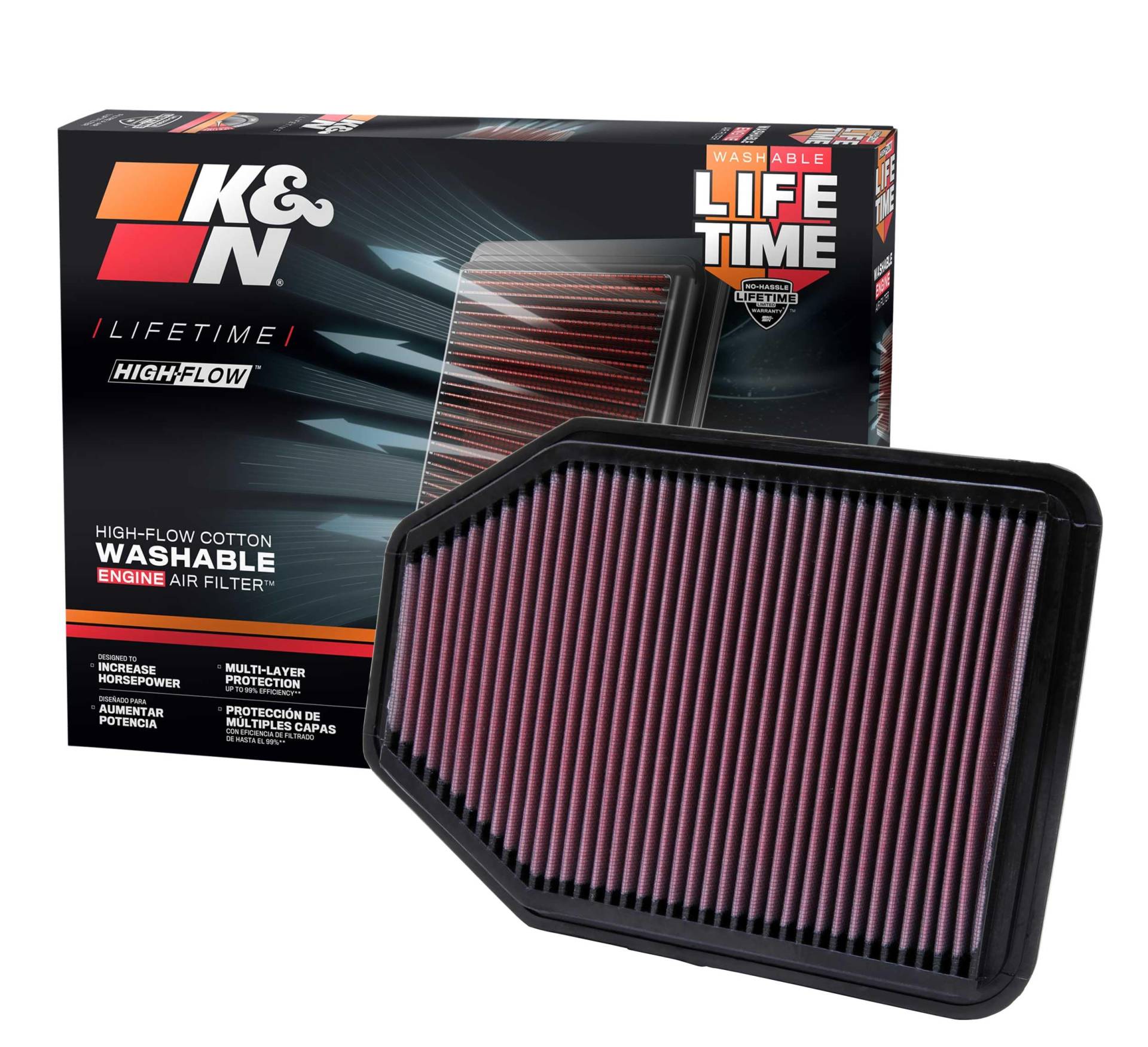 K&N 33-2364 Motorluftfilter: Hochleistung, Prämie, Abwaschbar, Ersatzfilter,Erhöhte Leistung, 2007-2018 Wrangler von K&N