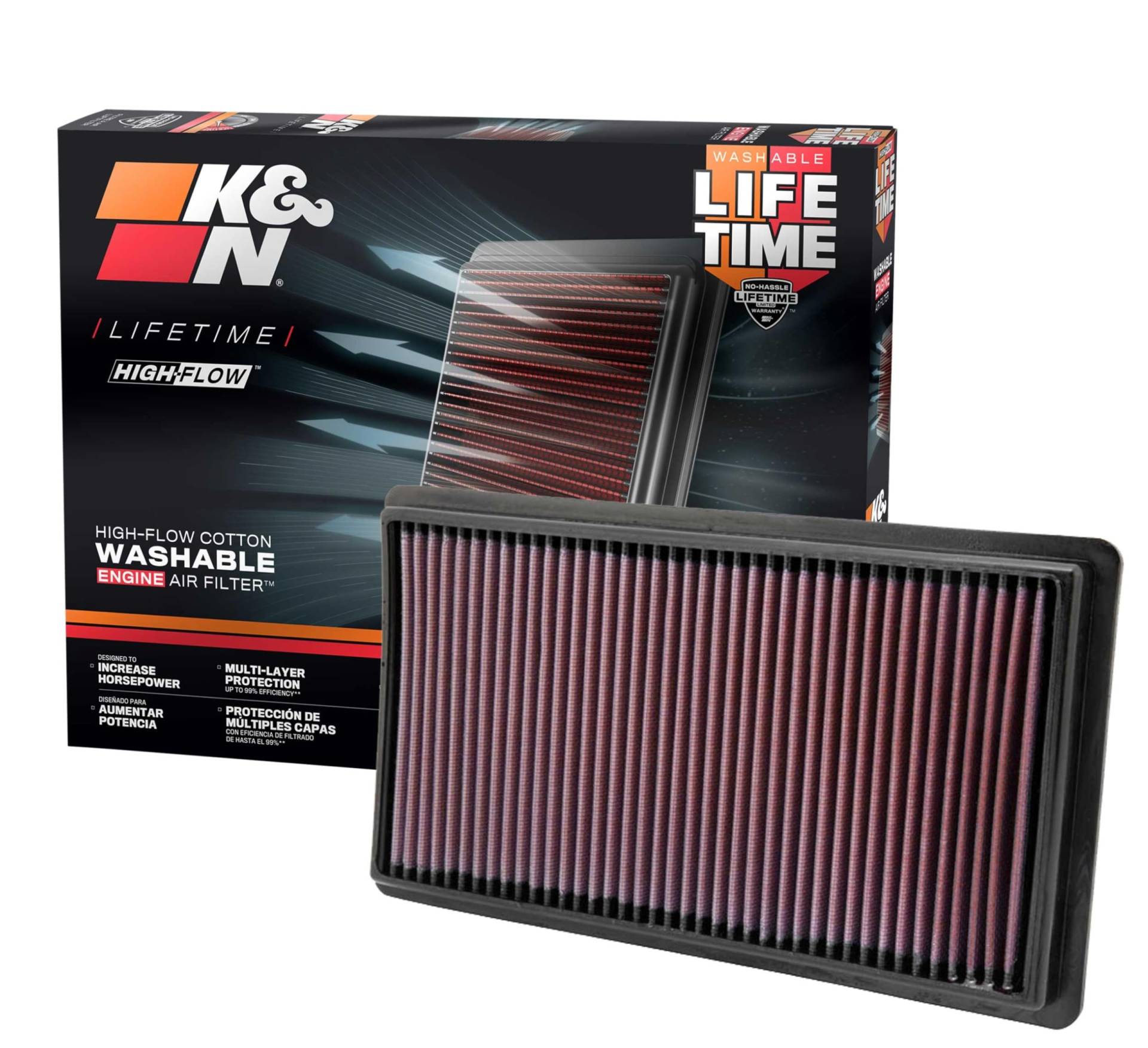 K&N 33-2395 Motorluftfilter: Hochleistung, Prämie, Abwaschbar, Ersatzfilter,Erhöhte Leistung, 2007-2019 (Explorer, Flex, Taurus, Edge, MKT, MKS) von K&N