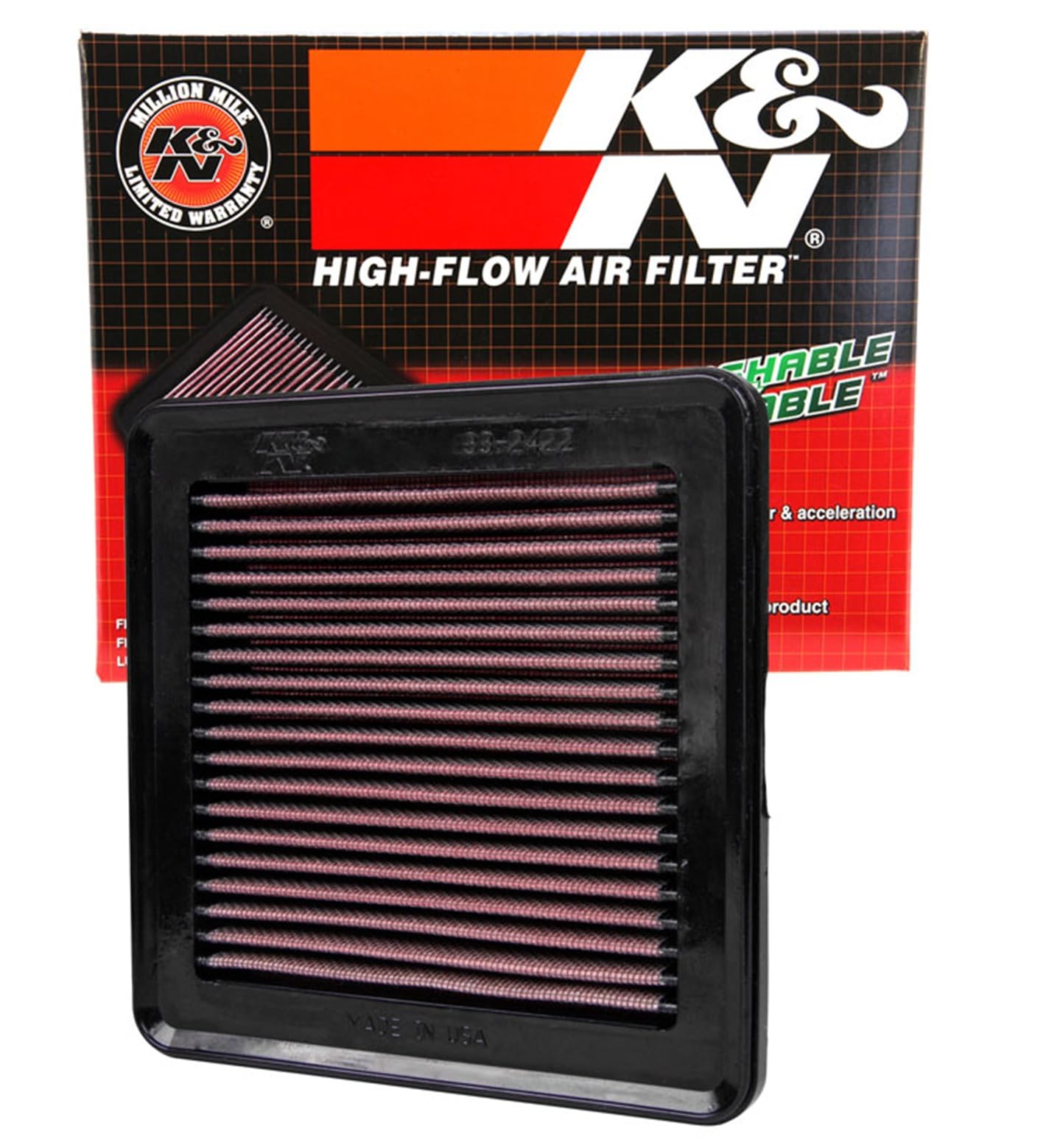 K&N 33-2422 Motorluftfilter: Hochleistung, Prämie, Abwaschbar, Ersatzfilter,Erhöhte Leistung, 2008-2019 (Civic X, Jazz, Fit, City) von K&N