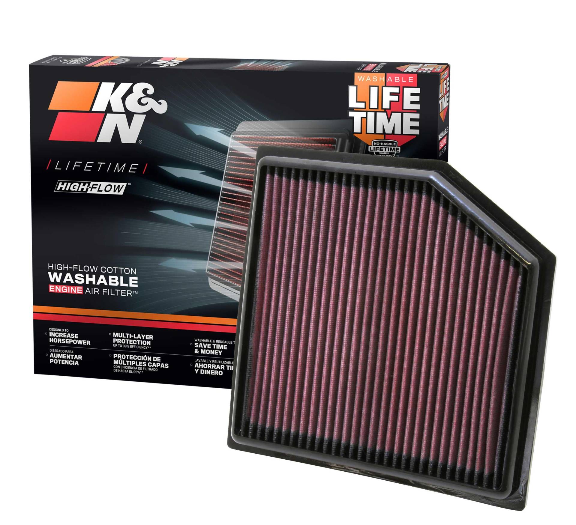 K&N 33-2452 Motorluftfilter: Hochleistung, Prämie, Abwaschbar, Ersatzfilter,Erhöhte Leistung, 2010-2019 (GS 300, GS 350, IS 300, IS 350, RC 300, RC 350, Vellfire, Alphard, Mark X) von K&N