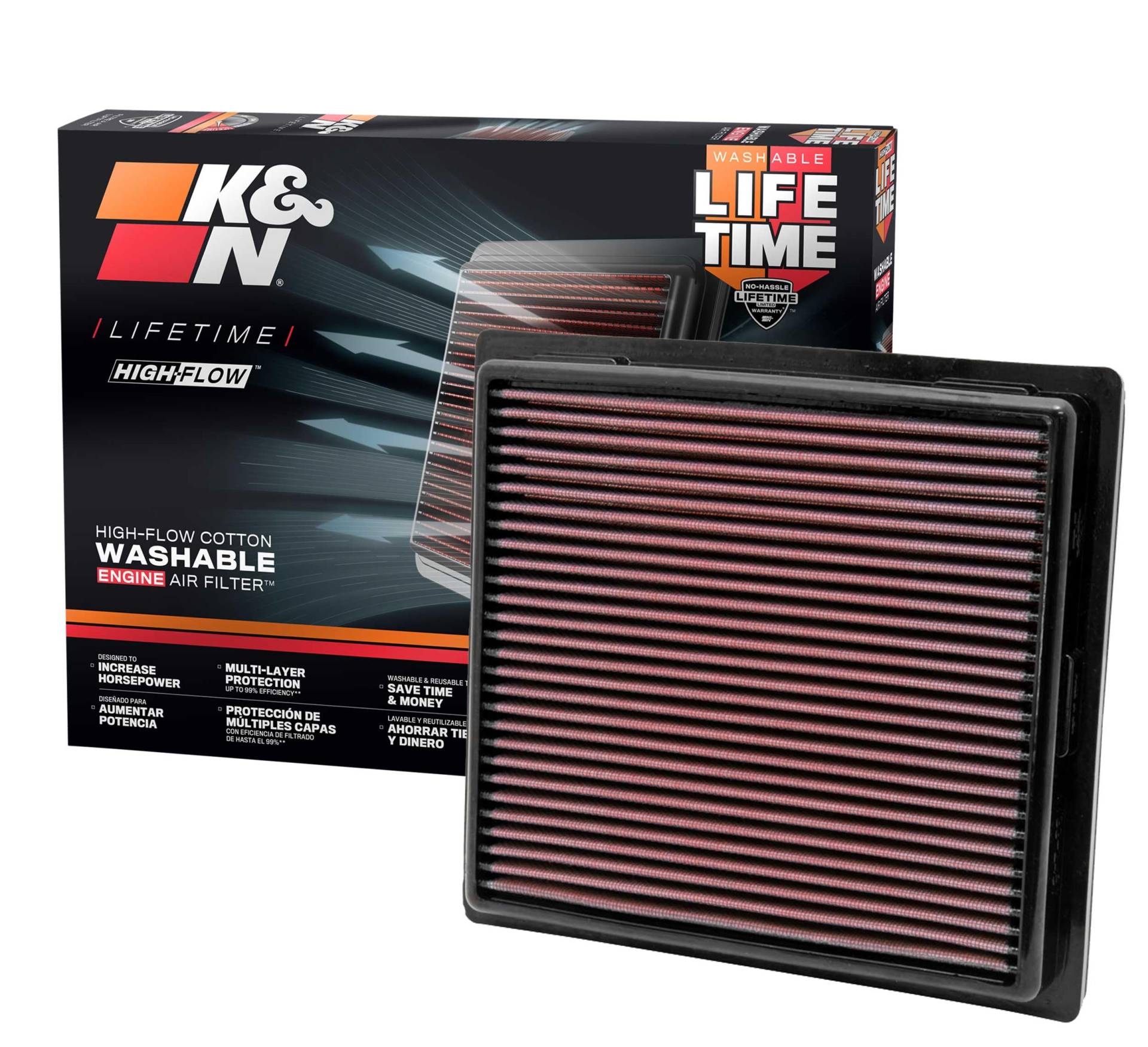 K&N 33-2457 Motorluftfilter: Hochleistung, Prämie, Abwaschbar, Ersatzfilter,Erhöhte Leistung, 2010-2019 (Grand Cherokee, Durango) von K&N