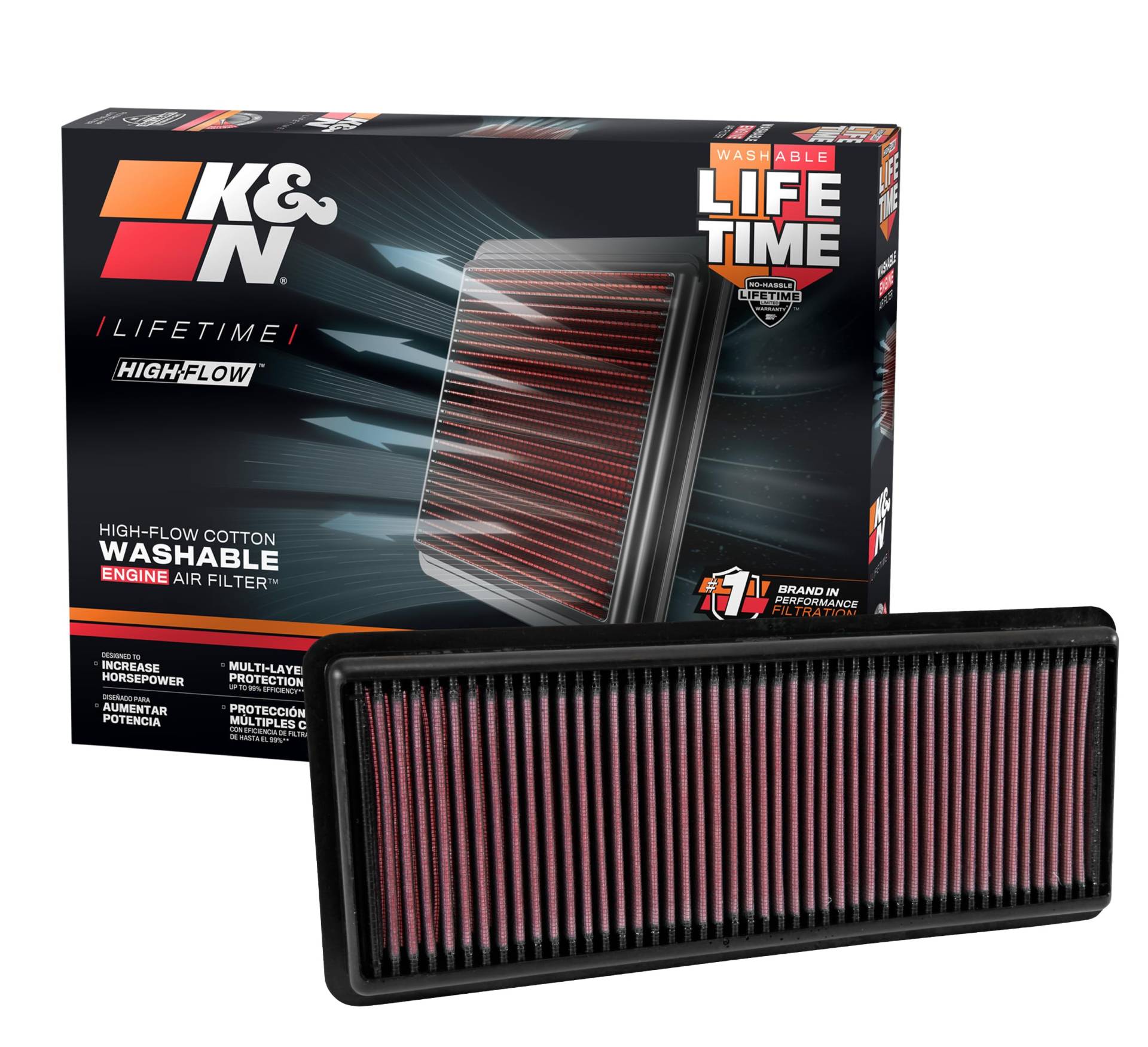 K&N 33-5040 Motorluftfilter: Hochleistung, Prämie, Abwaschbar, Ersatzfilter,Erhöhte Leistung, 2015-2019 (MX-5 Miata, Mx-5, MX-5 IV, Roadster, 124 Spider) von K&N