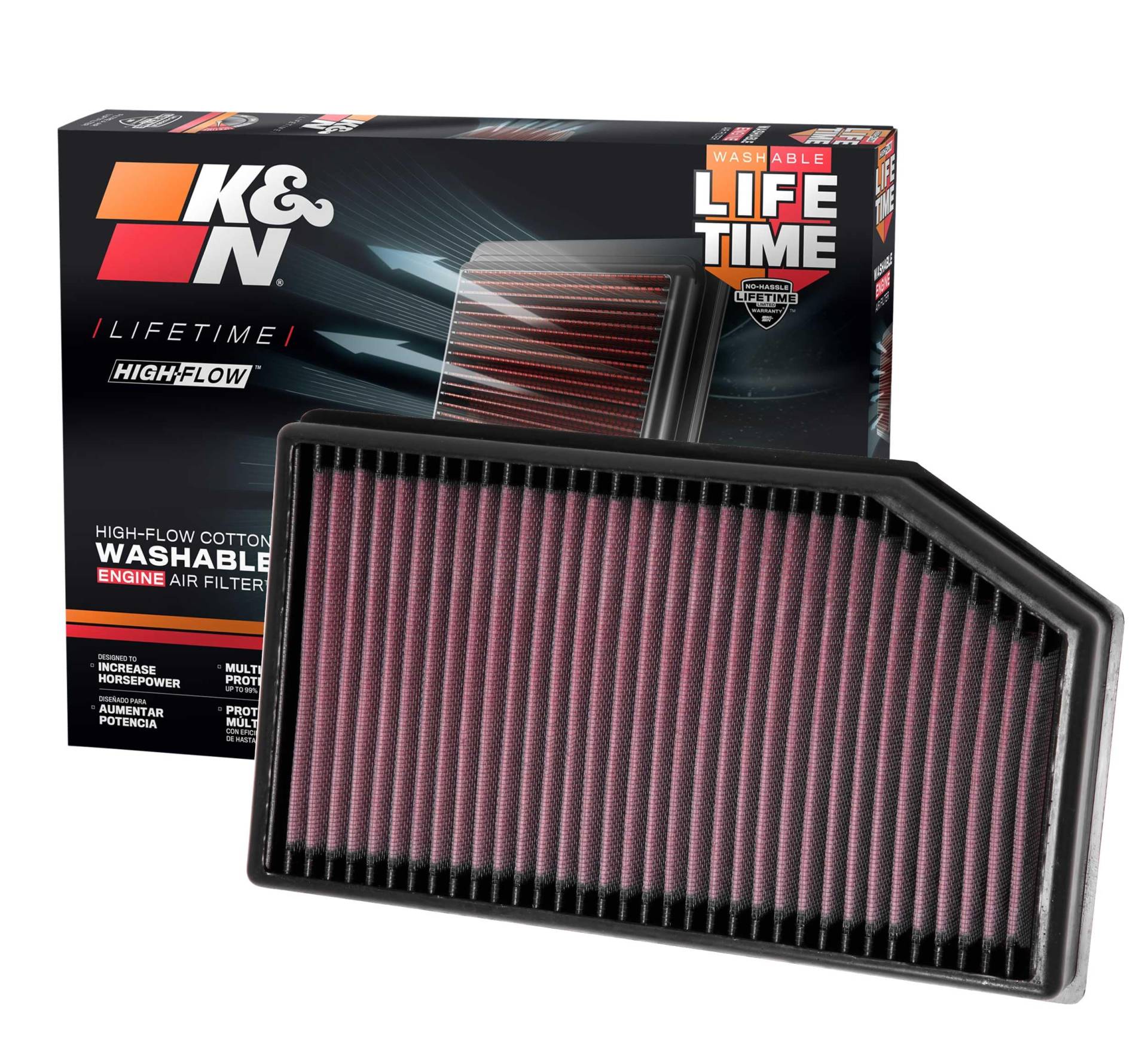 K&N Luftfilter kompatibel mit Jeep Wrangler JL 2.0 & 3.6 2018- (33-5076) von K&N