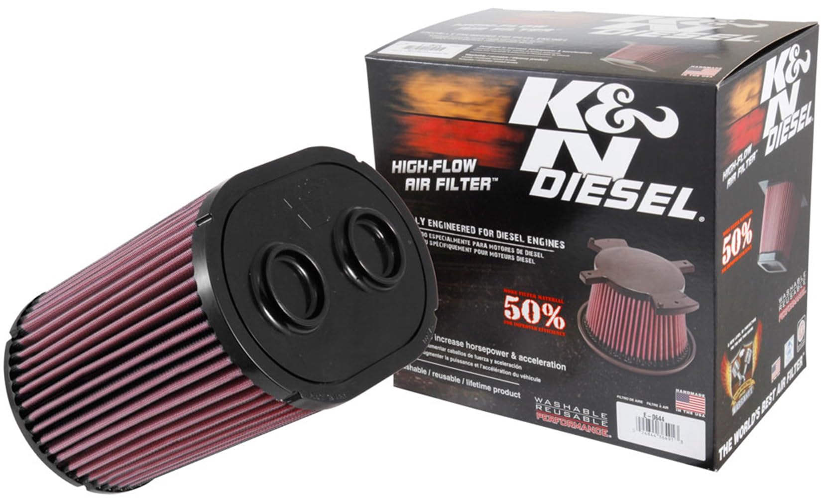 K&N E-0644 Luftfilter F250/F50/F450/F550 Super Duty 6.2/6.7D 2017-(E-6044), Rot von K&N