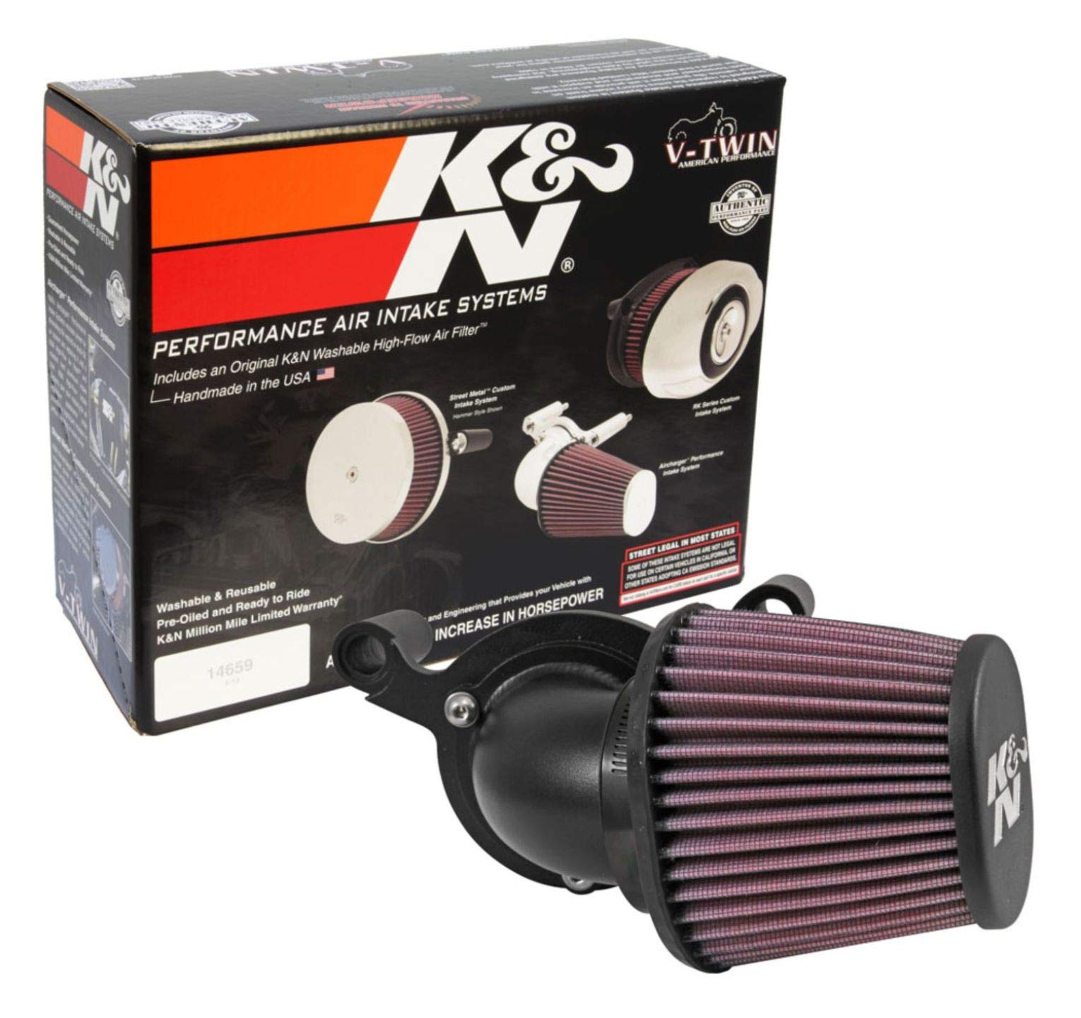 K&N Filte Waschbarer und wiederverwendbarer r 63– 1131 Motorrad Performance Lufteinlass Kit, Rot von K&N