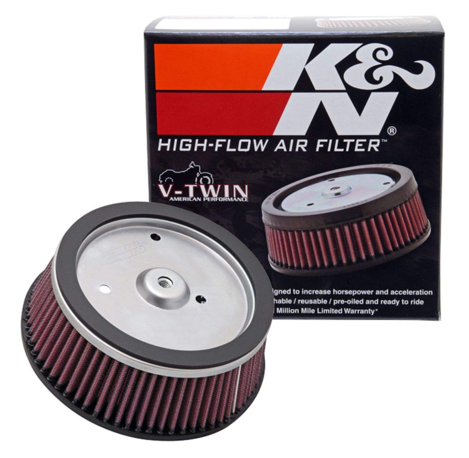 K&N HD-0800 Motorrad Tauschluftfilter, Rot von K&N