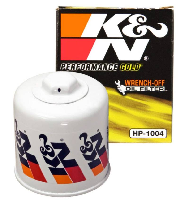 K&N Ölfilter - Patrone 80x87mm kompatibel mit Hyundai, Kia, Mitsubishi, Subaru, Honda, Acura (HP-1004), Weiß von K&N