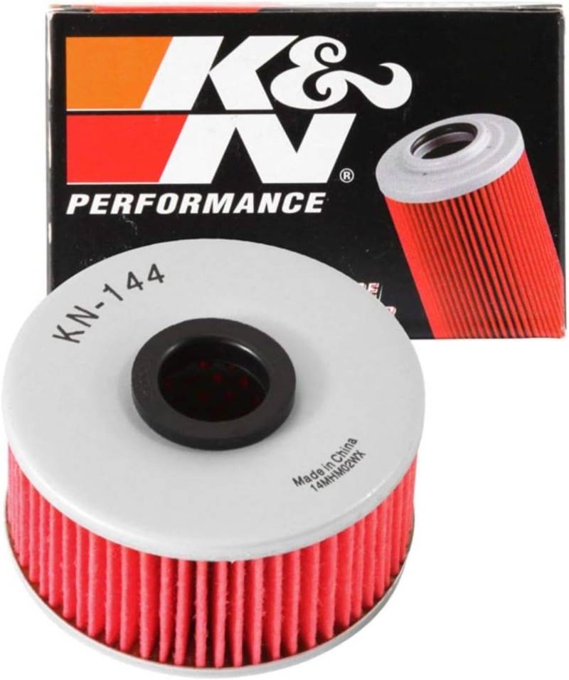 K&N Powersports Ölfilter - Kartusche 76x40mm kompatibel mit Yamaha (KN-144), Rot von K&N