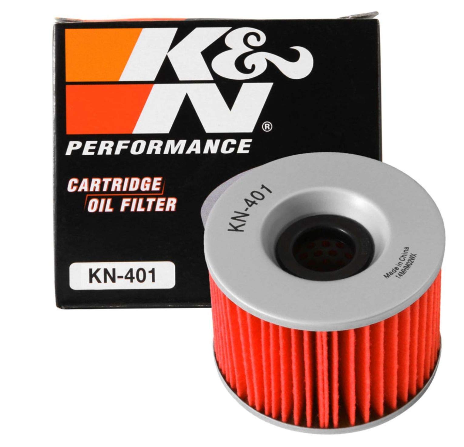 K&N Powersports Ölfilter - Kartusche 76x56mm kompatibel mit Yamaha, Kawasaki, Honda, Bimota, Benelli (KN-401), Rot von K&N