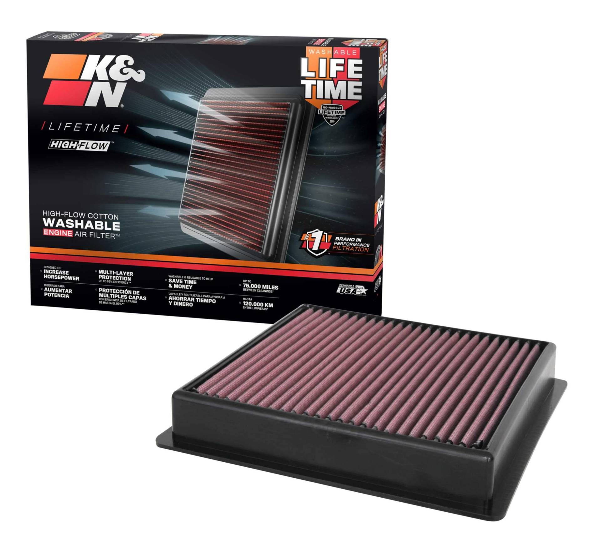 K&N Luftfilter kompatibel mit Ford F250 Super Duty V8 6.7L Diesel 2020-2021 (33-5100) von K&N