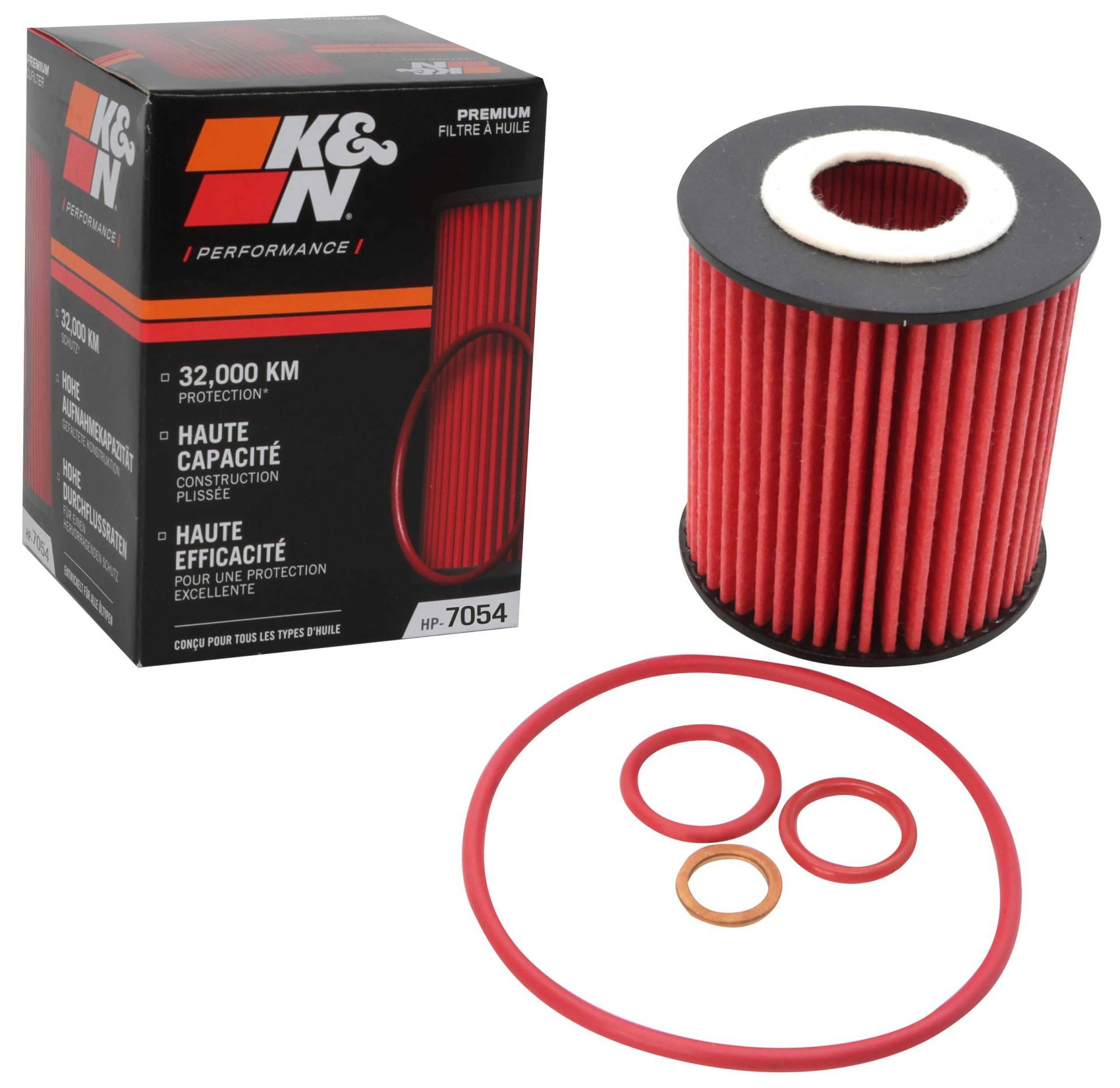 K&N Ölfilter - High Performance-Series kompatibel mit BMW (HP-7054), Rot von K&N