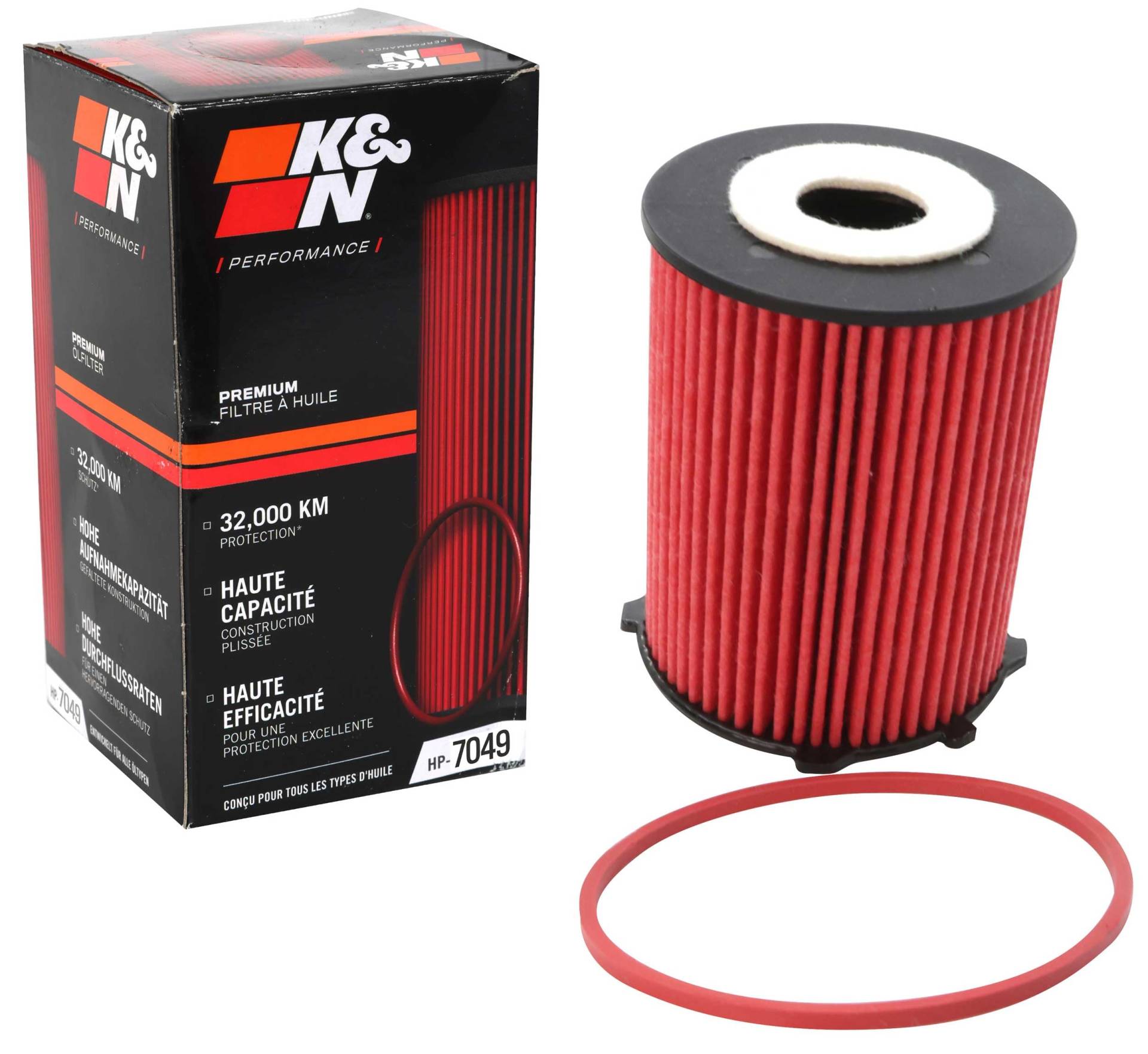 K&N Ölfilter - High Performance-Series kompatibel mit Citroën, Ford, Mazda, Peugeot & Volvo (HP-7049), Rot von K&N