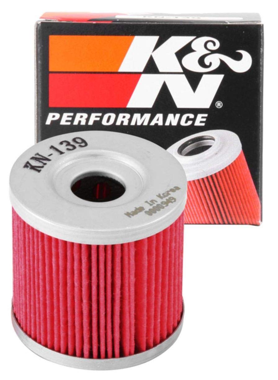 K&N Powersports Ölfilter - Kartusche 44x44mm kompatibel mit Suzuki, Arctic Cat, Kawasaki (KN-139), Rot von K&N