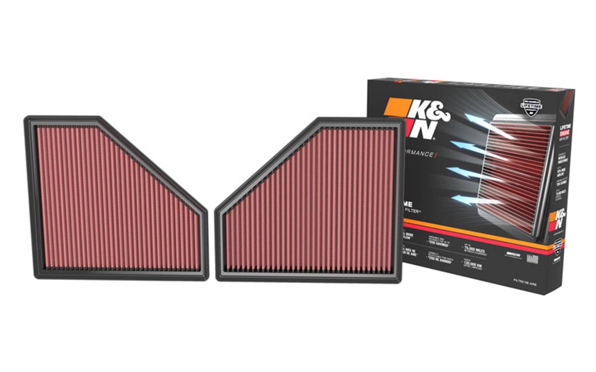 K&N Tauschluftfilter kompatibel mit BMW M3 (G80) & M4 (G82) 2020- (Satz von 2 Stück) (33-3171) von K&N