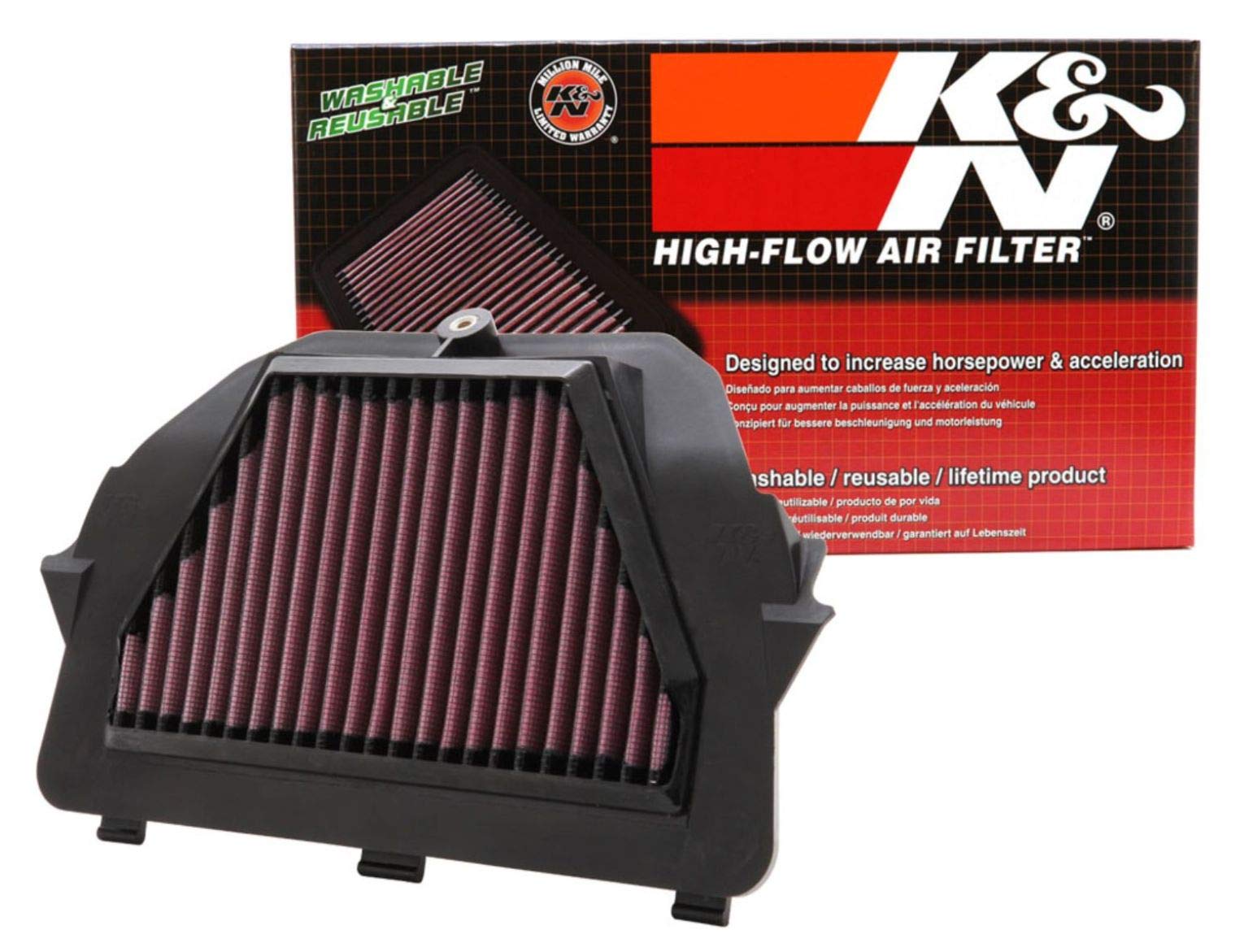 K&N YA-6008 Motorrad K&N Tausch-Luftfilter, Rot von K&N