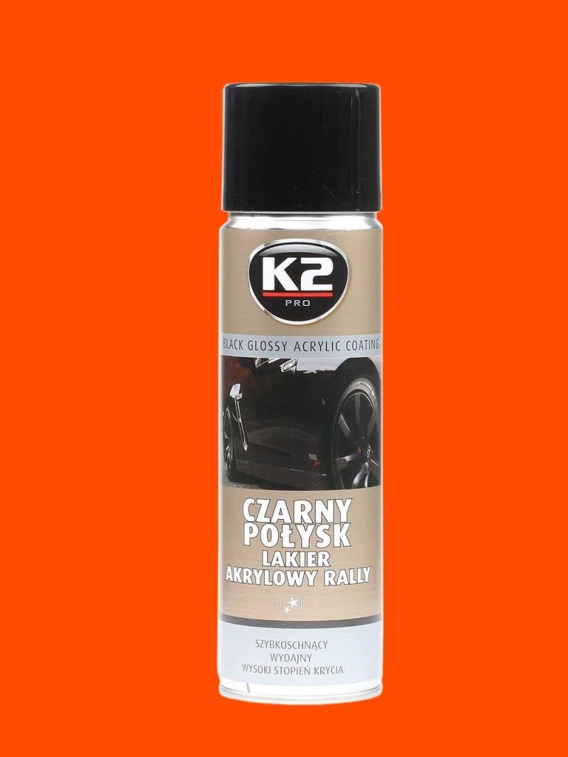 K2 Acryllack schwarz, glänzend, schnell trocken, Autolack, Lackspray, Schwarzlack 500ml von K2