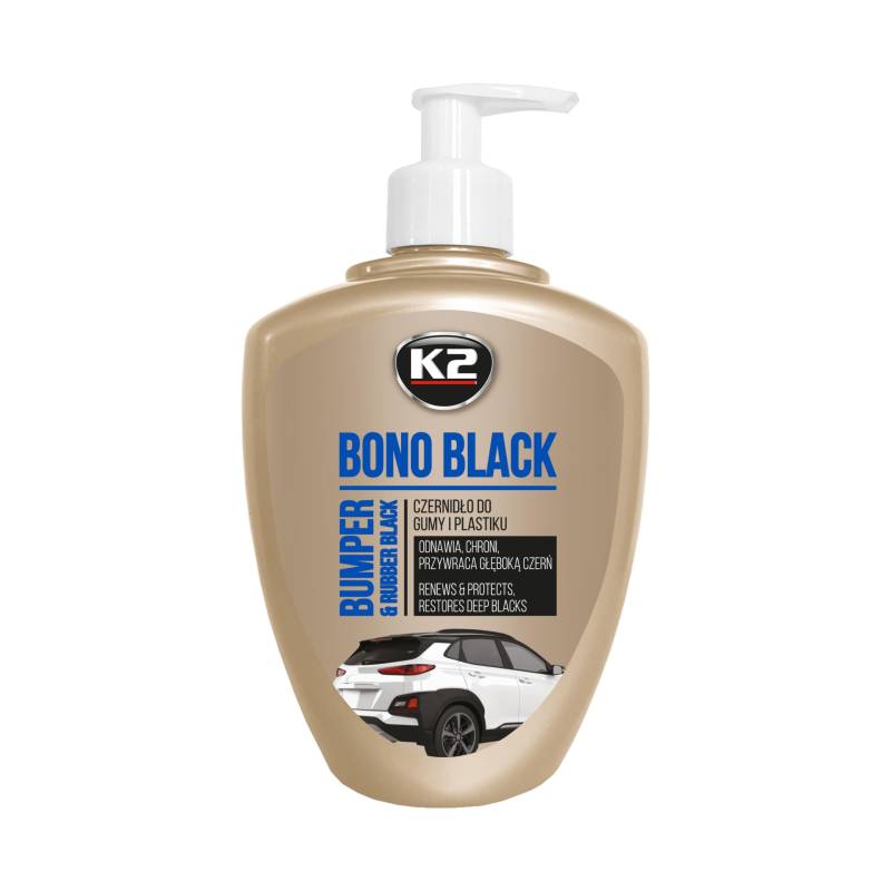 K2 Auto Reifenpflege, Gummipflege, Kunststoffpflege, Stoßstange färben, mit schwarzer Farbe 500ml von K2