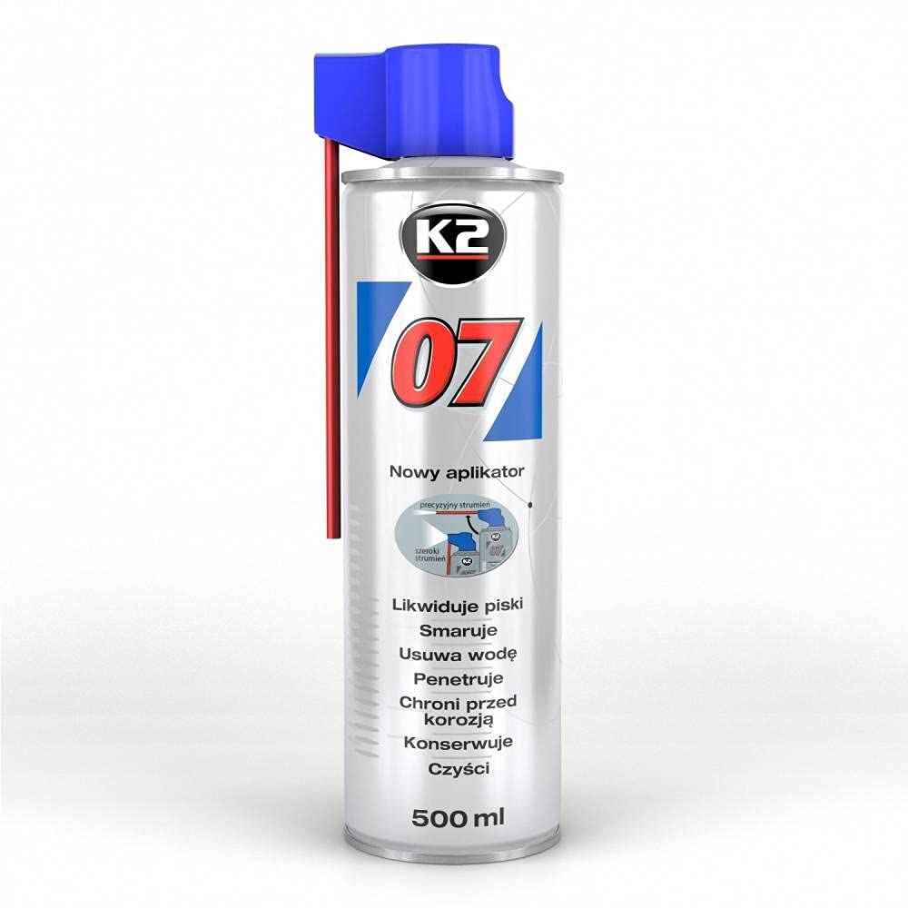 K2 Premium Multifunktionsöl 500ml, Multifunktionsspray, Schmieren, Gleitöl, Schrauben lösen, Schutz vor Korrosion, Rostschutz,Zündkabel, 7 Spezialmittel in Einer Dose, 500ml von K2