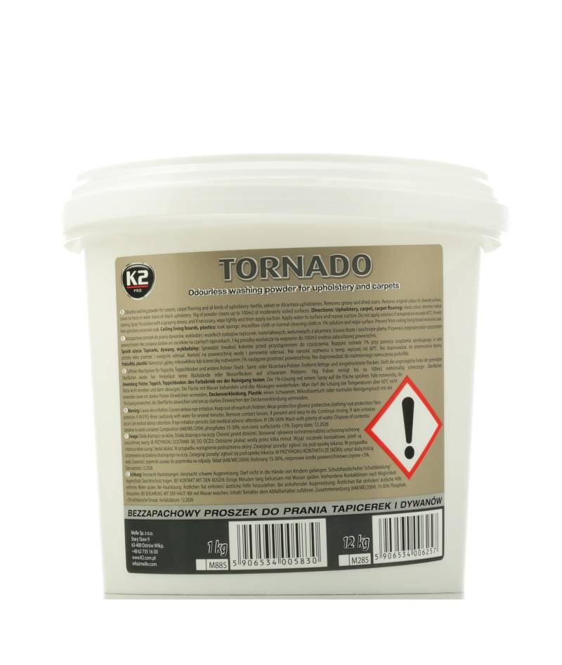 K2 Tornado Textilreiniger Fleckenentferner Polsterreiniger Teppichreiniger Pulver, Gebindegröße:1 kg von K2