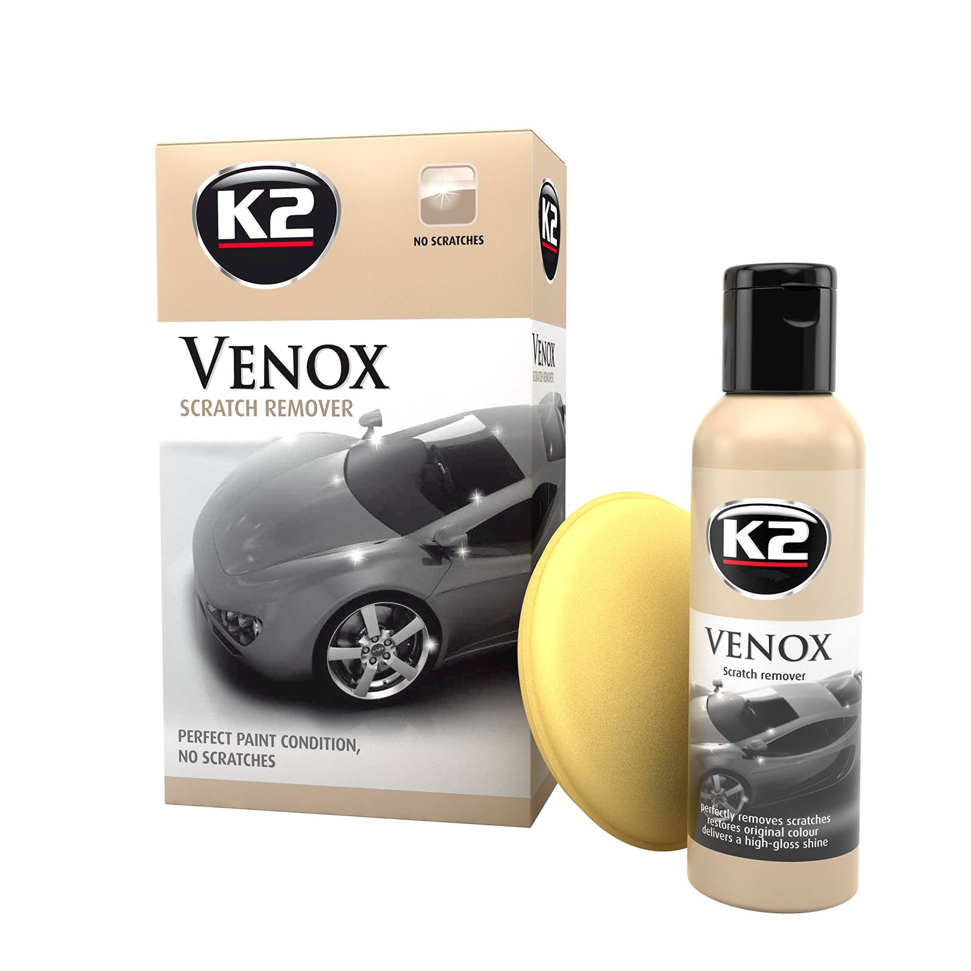 K2 Venox Milch-Set, Premium-Polierformel, 180 g + Schwamm, beste Ergebnisse von K2