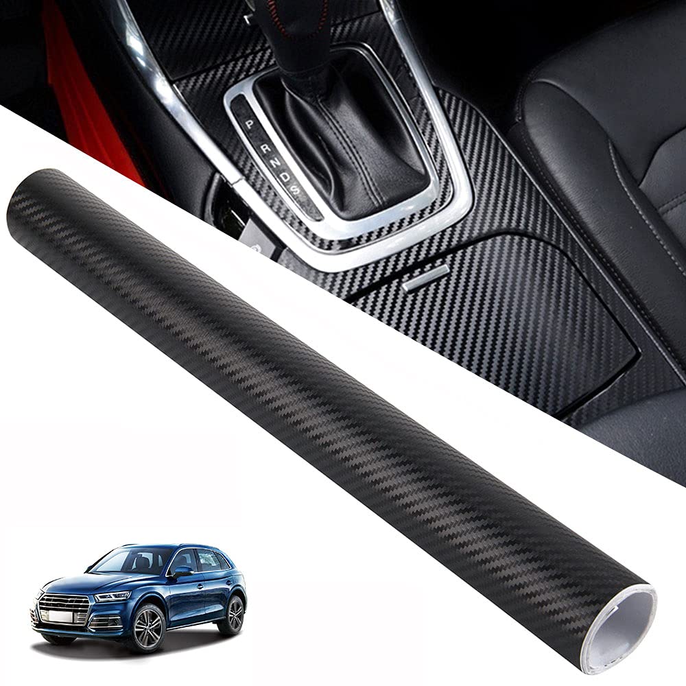 3D Carbon Fiber Black Vinyl Wrap Rolle, KACEPAR Auto Selbstklebende Lackschutzfolie, Innen/Außen DIY Dekoration mit Schaber, Texturierter 3D Effekt, 30cm x 152cm von Kacepar