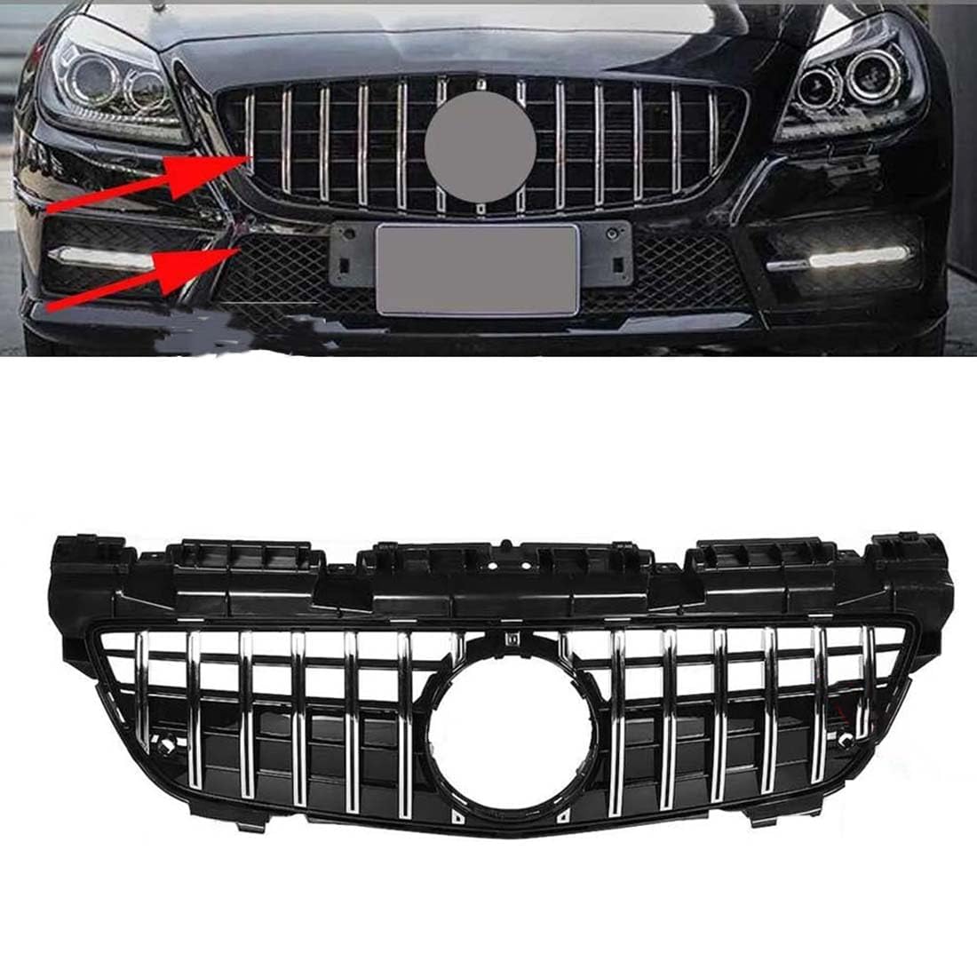 Auto Front Kühlergrille für Mercedes Benz SLK R172 200 250 350 2012-2016,Vorne Kapuze Kühlergrill Grill KüHler Ersatz Dekoration Zubehör von KAMNIK