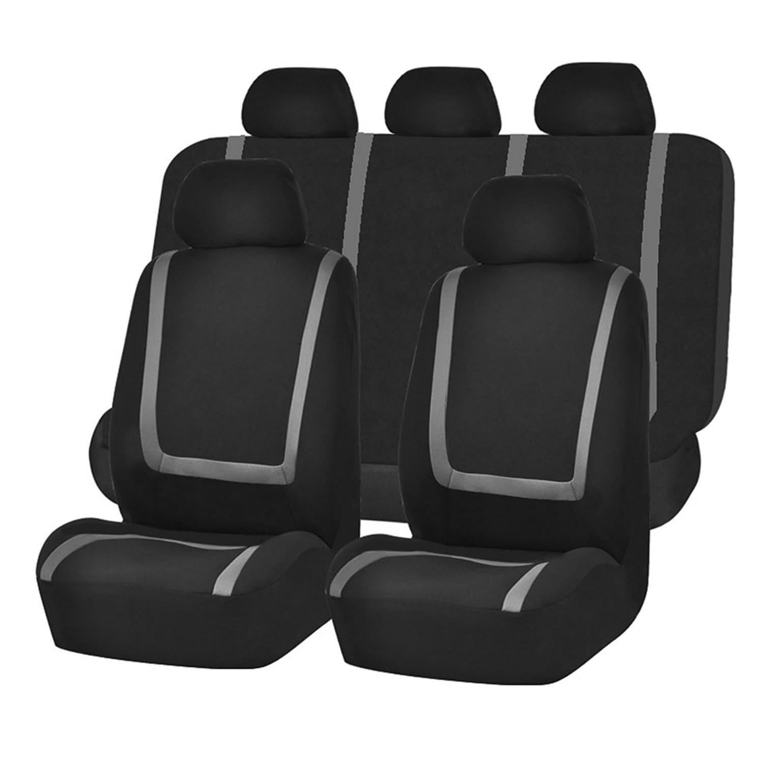 KAMNIK Auto Sitzbezüge Set für Hyundai Ioniq 5 Ioniq 6 Sonata Bayon Creta Kona Nexo,Sitzbezüge Sitzschoner Innenraum Zubehör,C-Black Gray von KAMNIK