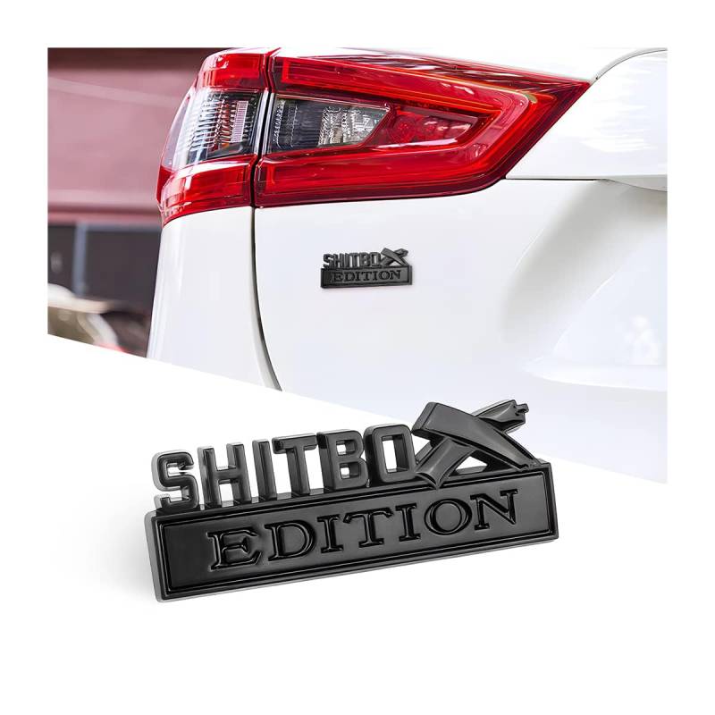 Shitbox Edition Embleme, 3D Buchstaben Abzeichen Aufkleber Aufkleber für Auto, Außenemblem mit 3M starkem Klebstoff, Kotflügel-Ersatzdekoration, kompatibel mit den meisten Fahrzeugen (Schwarz) von KANDUJIMU