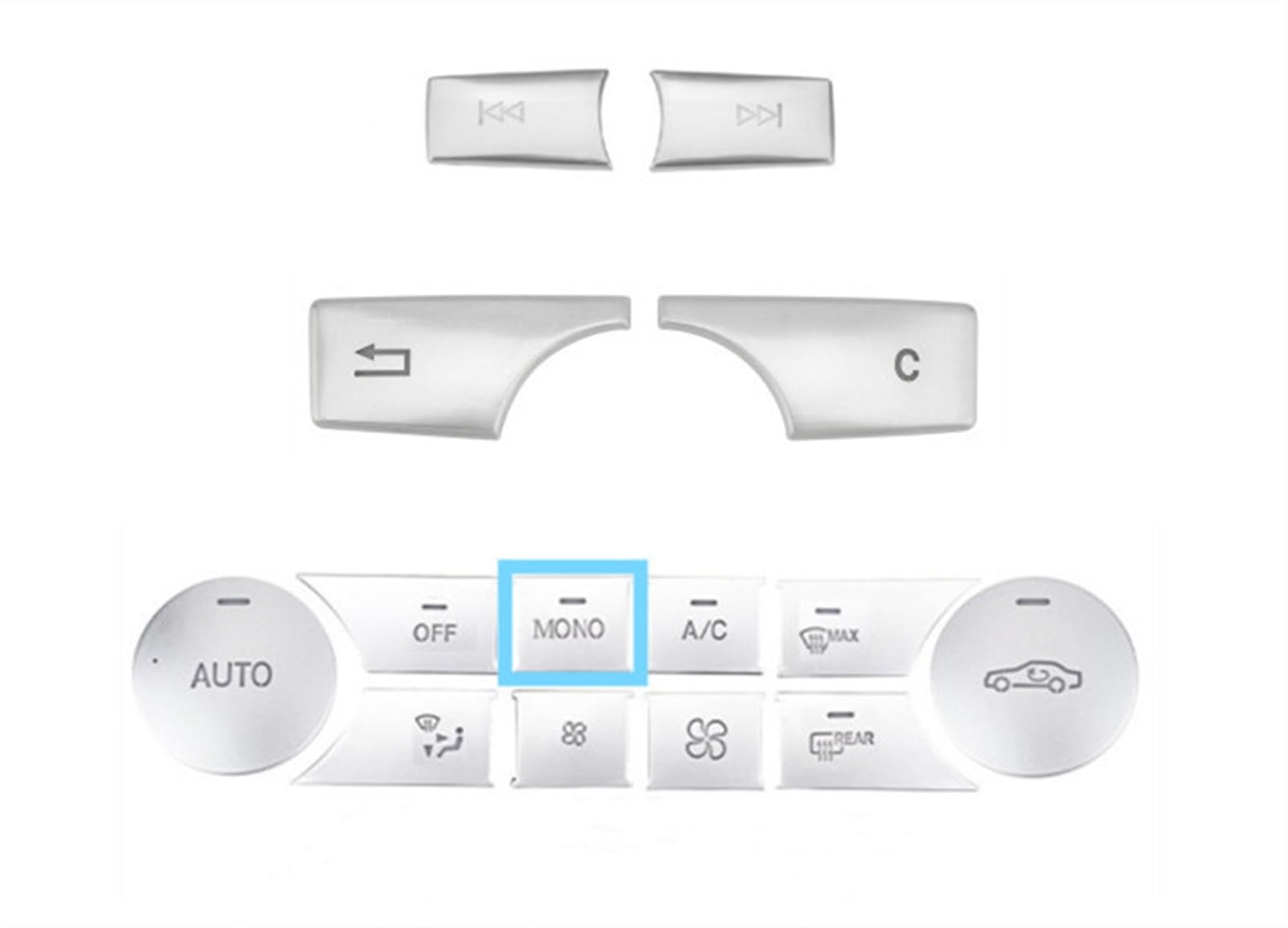 KANGBOZ Kompatibel Mit Benz Für C W204 2007 2008 2009-2014 Autoklimaanlage Multimedia-Tasten Komplettset Nachrüst-Dekorabdeckung Aufkleber Auto Tasten Aufkleber(Style A) von KANGBOZ