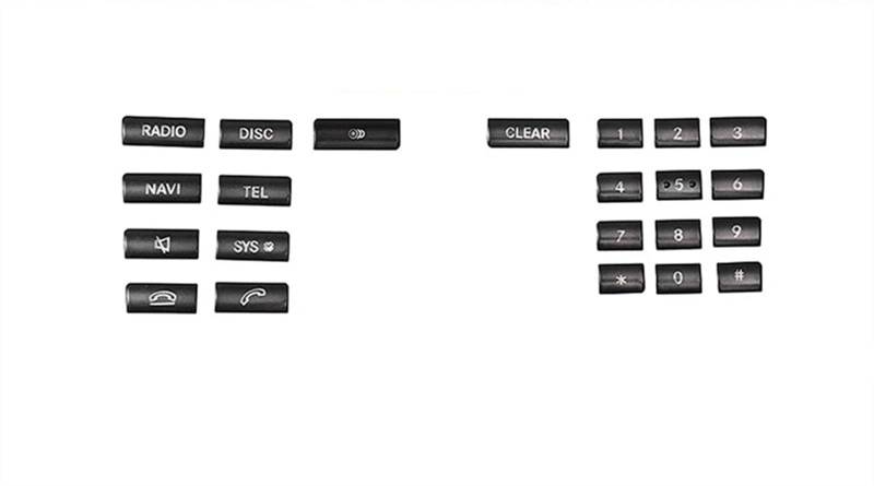 KANGBOZ Kompatibel Mit Benz Für C W204 2011 2012 2013 Auto-Styling-Konsole CD-Panel-Tasten Dekorative Zierleiste Aufkleber Schwarz Auto Tasten Aufkleber von KANGBOZ