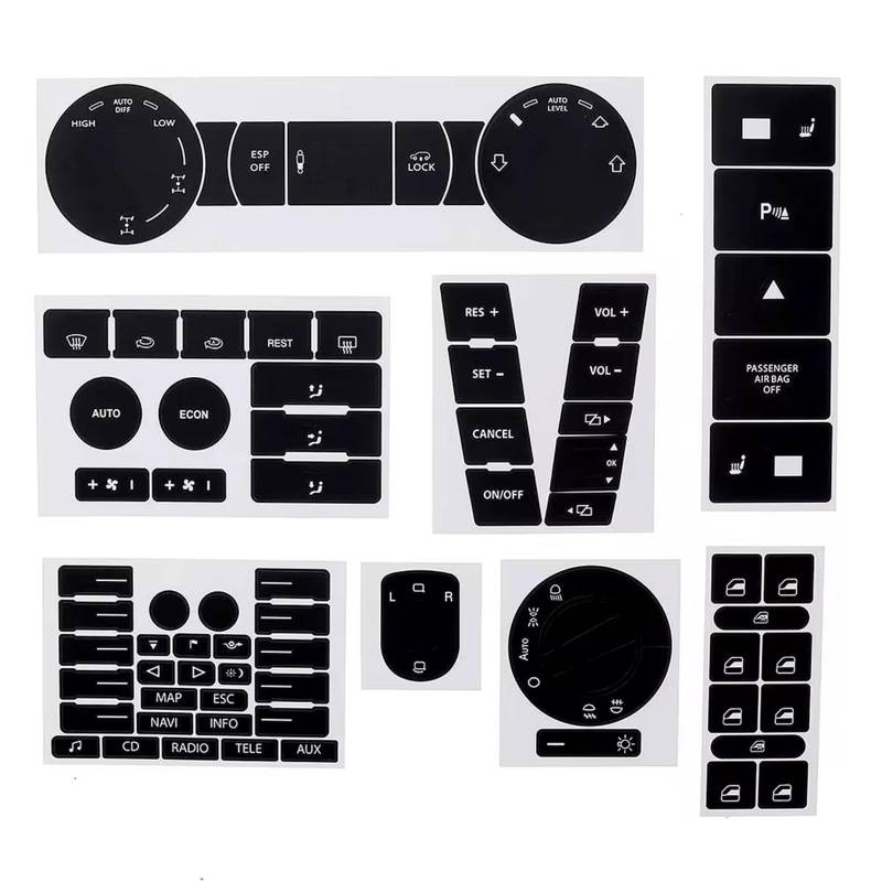 KANGBOZ Kompatibel Mit Für Touareg 2005–2010 Auto-Tasten-Reparatur-Aufkleber CD Für Radio Fenster, Multimedia Audio Tasten-Reparatur-Aufkleber. Auto Tasten Aufkleber von KANGBOZ