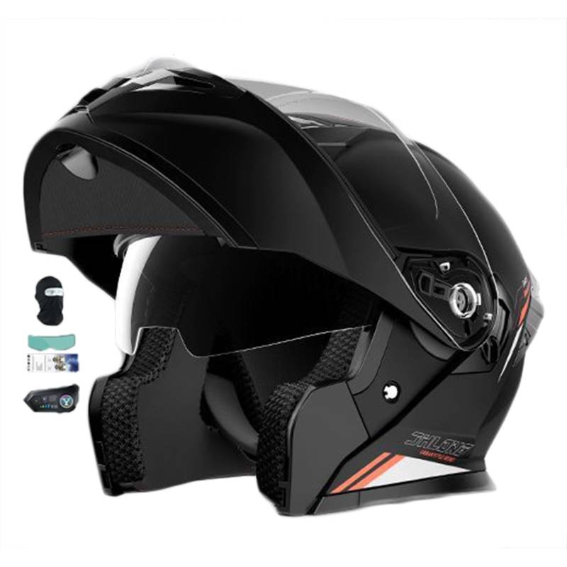 Bluetooth Motorradhelm mit Doppelvisier, Motorrad Herren Damen Modularhelm Klapphelm mit Lautsprecher-Headset Automatische Anrufannahme, Integralhelm Fahrradhelm geprüft B,M(57-58CM) von KANMUASD