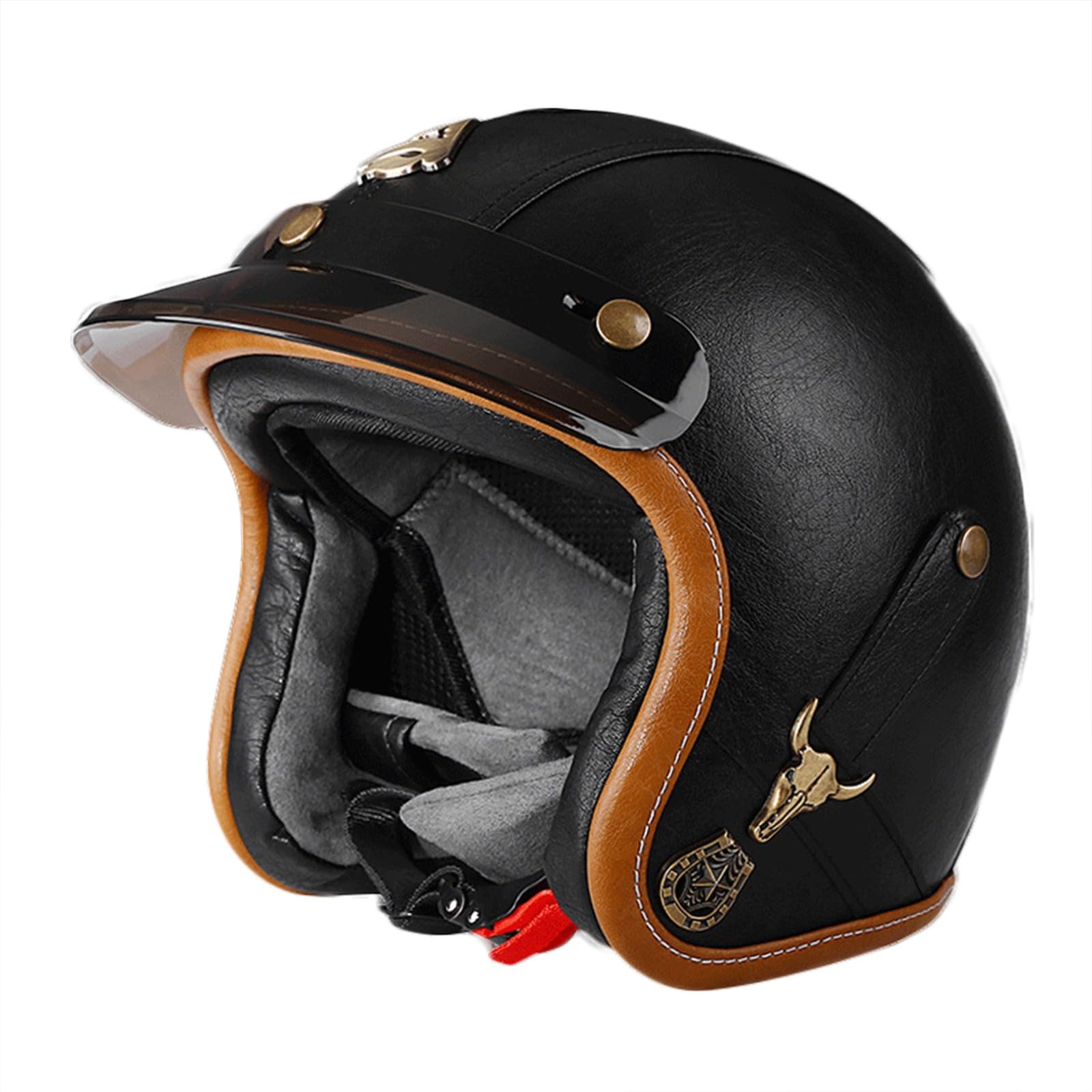 Helm Simply Praktischer Rollerhelm mit ECE/DOT-Zulassung, Motorrad-Jet-Helm, Roller-Helm Scooter-Helm Mofa-Helm Chopper Retro Cruiser Vintage Pilot Bike B,L(61-62CM0 von KANMUASD