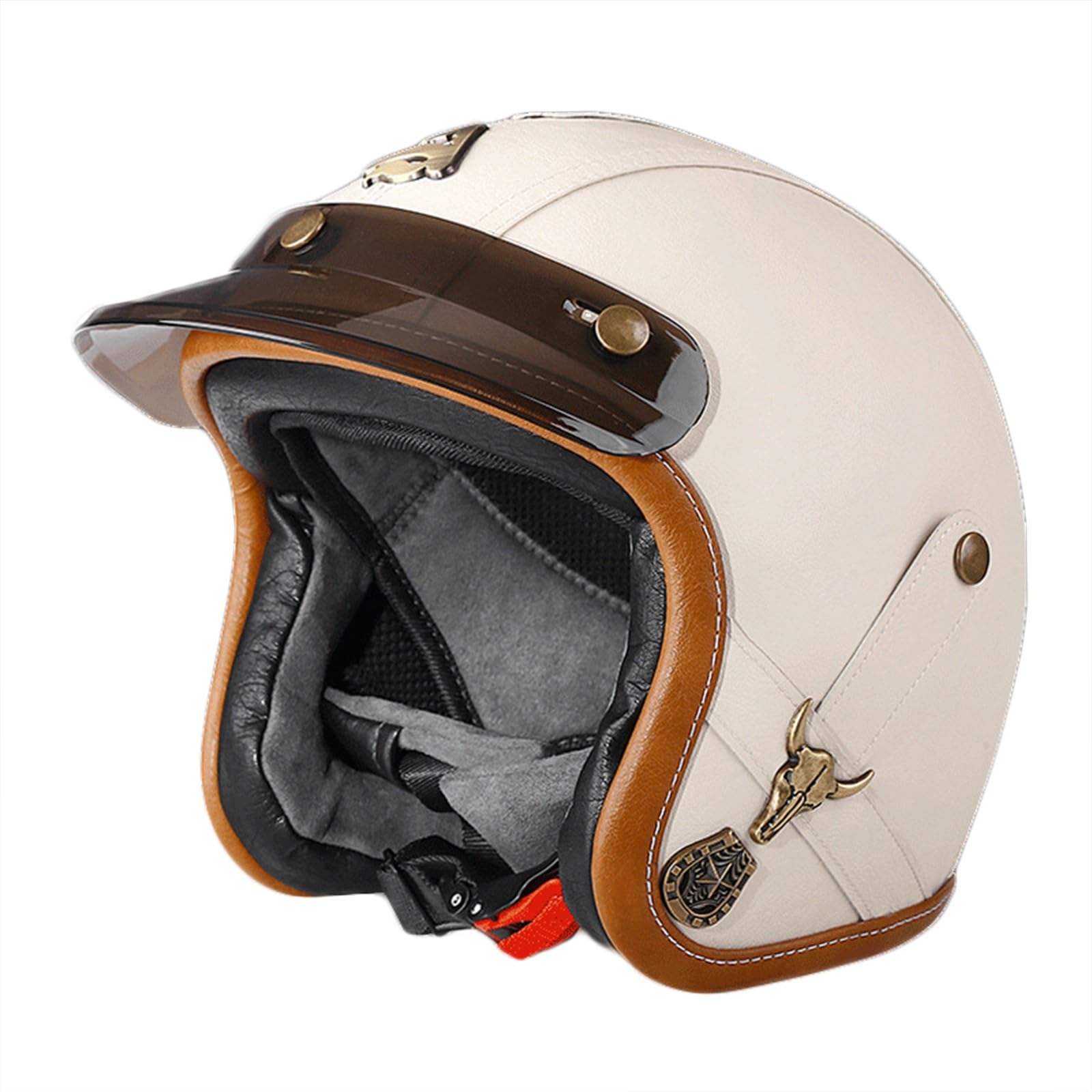 Helm Simply Praktischer Rollerhelm mit ECE/DOT-Zulassung, Motorrad-Jet-Helm, Roller-Helm Scooter-Helm Mofa-Helm Chopper Retro Cruiser Vintage Pilot Bike C,M(57-60CM) von KANMUASD