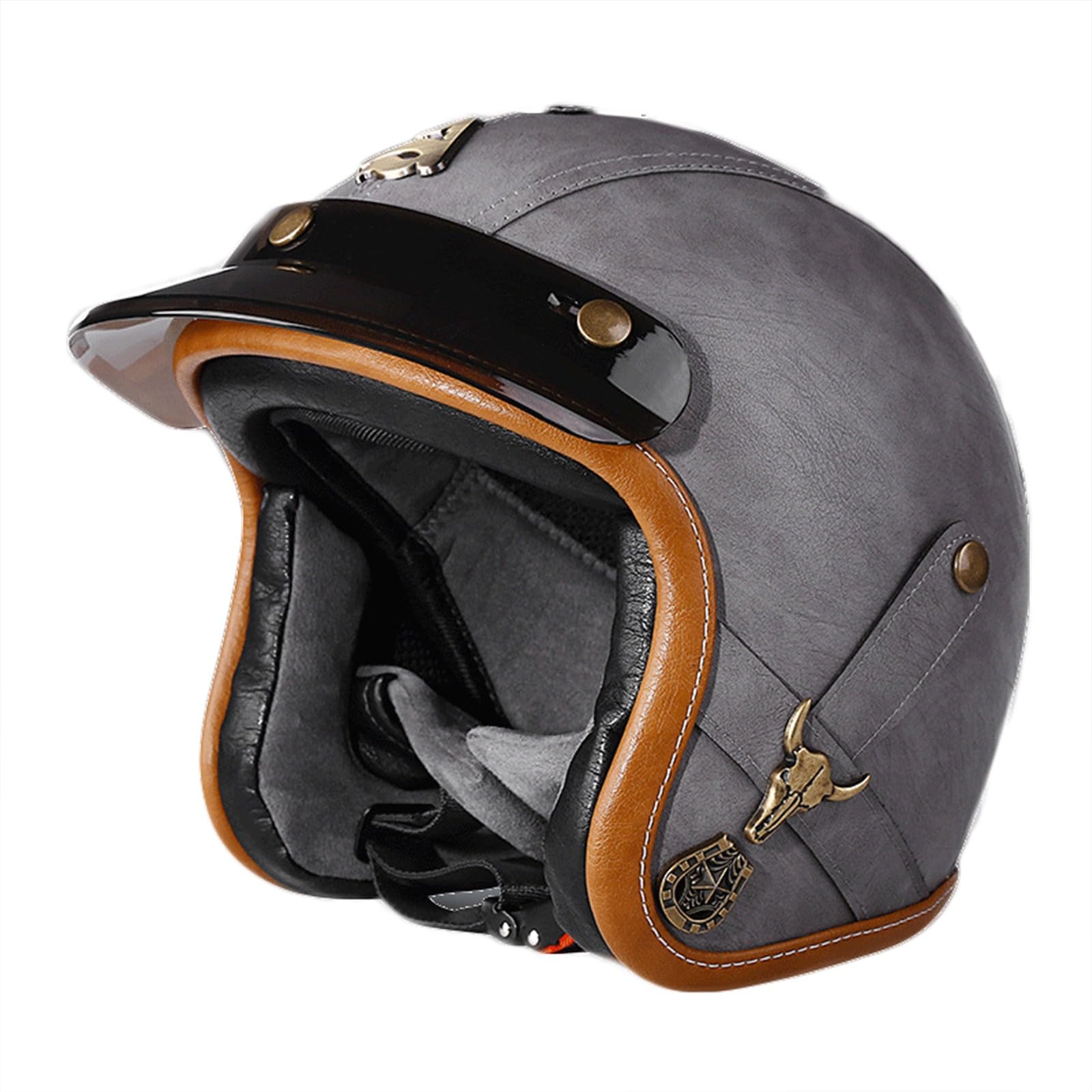 Helm Simply Praktischer Rollerhelm mit ECE/DOT-Zulassung, Motorrad-Jet-Helm, Roller-Helm Scooter-Helm Mofa-Helm Chopper Retro Cruiser Vintage Pilot Bike D,L(61-62CM0 von KANMUASD