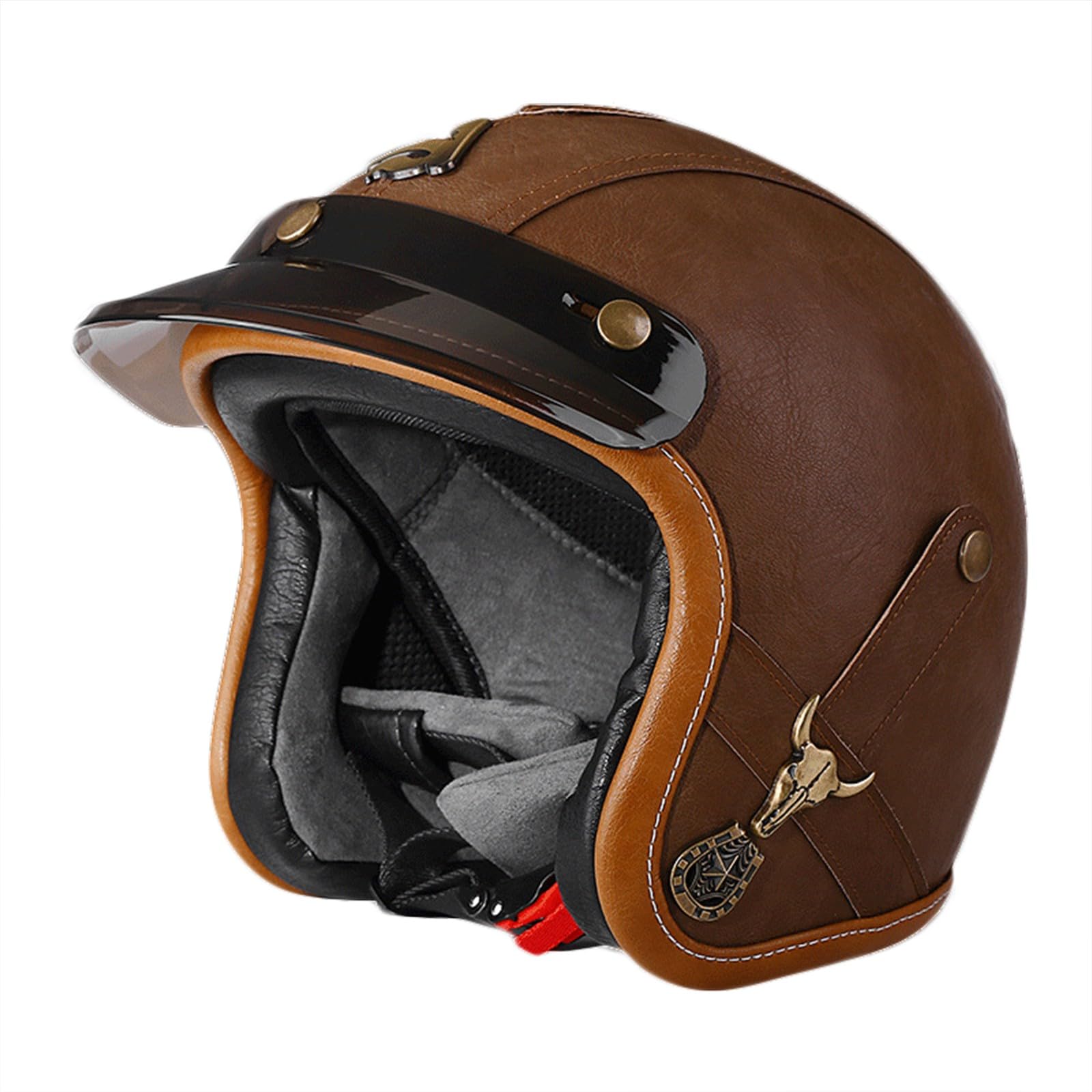 Helm Simply Praktischer Rollerhelm mit ECE/DOT-Zulassung, Motorrad-Jet-Helm, Roller-Helm Scooter-Helm Mofa-Helm Chopper Retro Cruiser Vintage Pilot Bike E,L(61-62CM0 von KANMUASD